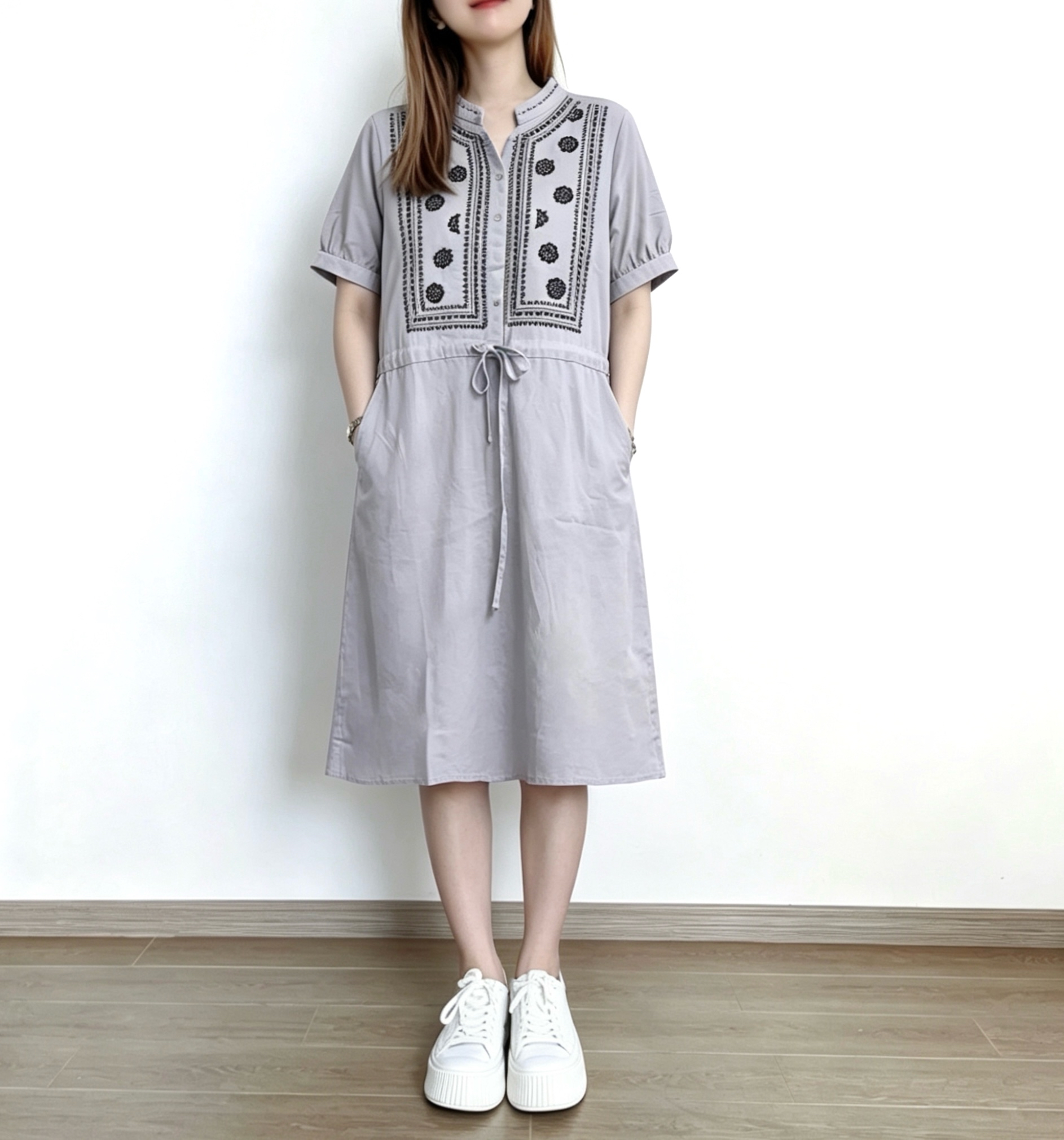 ☀️夏日優惠☀️ 日系民族刺繡花束腰Ops