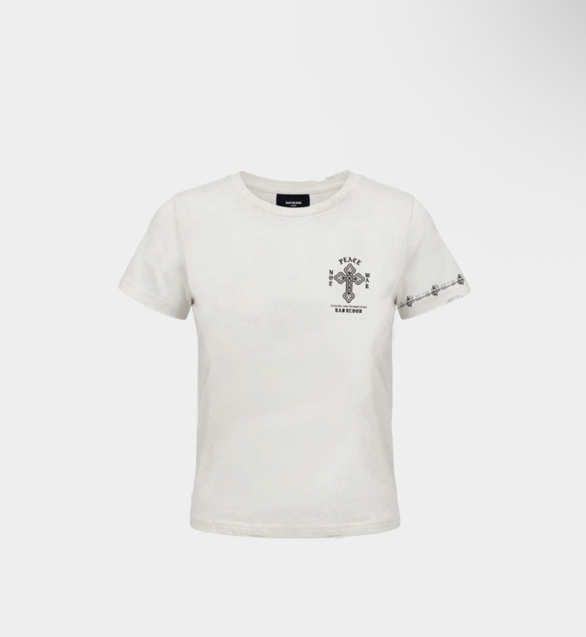 BADBLOOD新款[w-tee26-153] Peace Not War Print 1/2 T-Shirt - White
