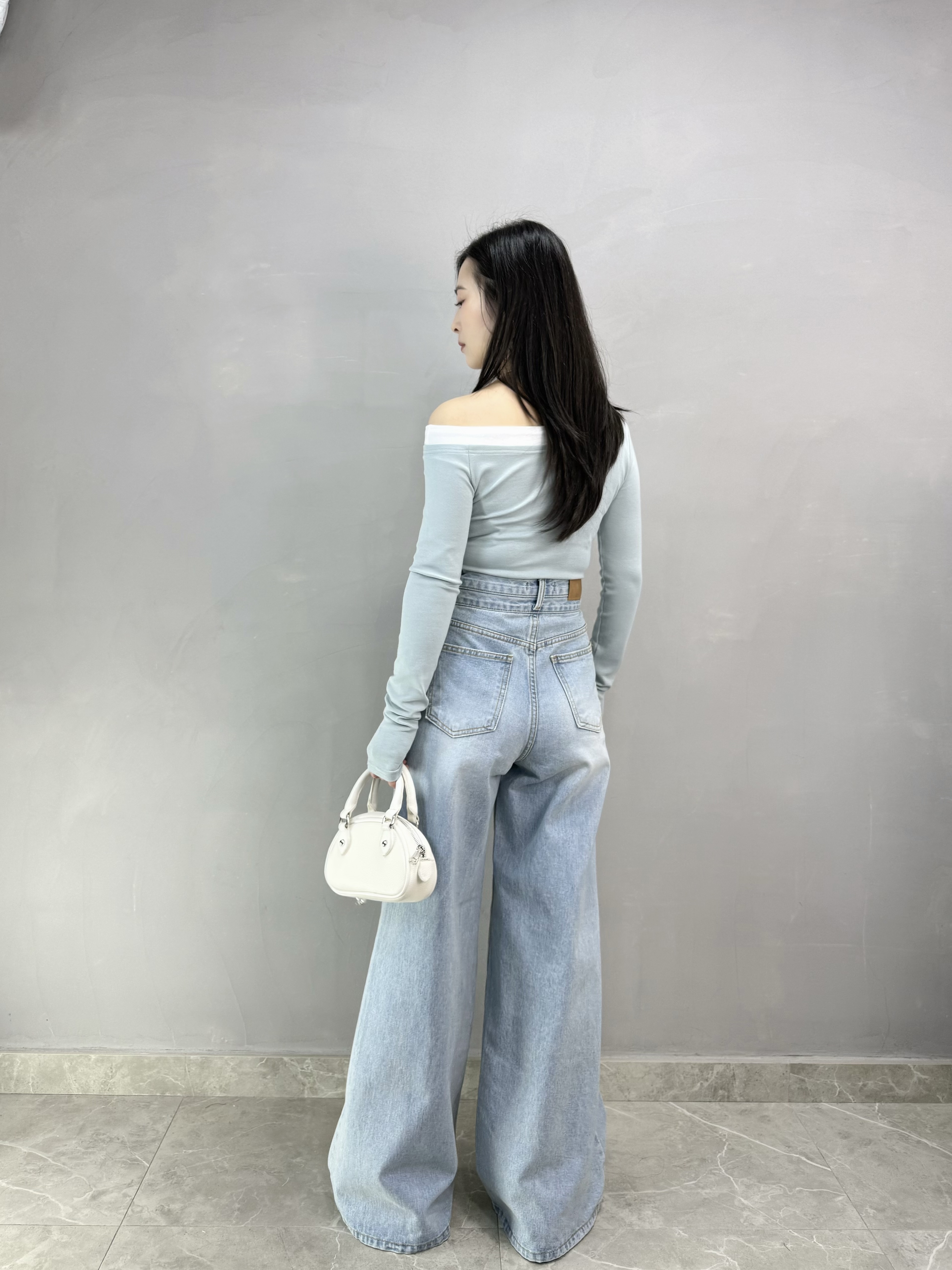 G65 拼色領彈性露膊Tee