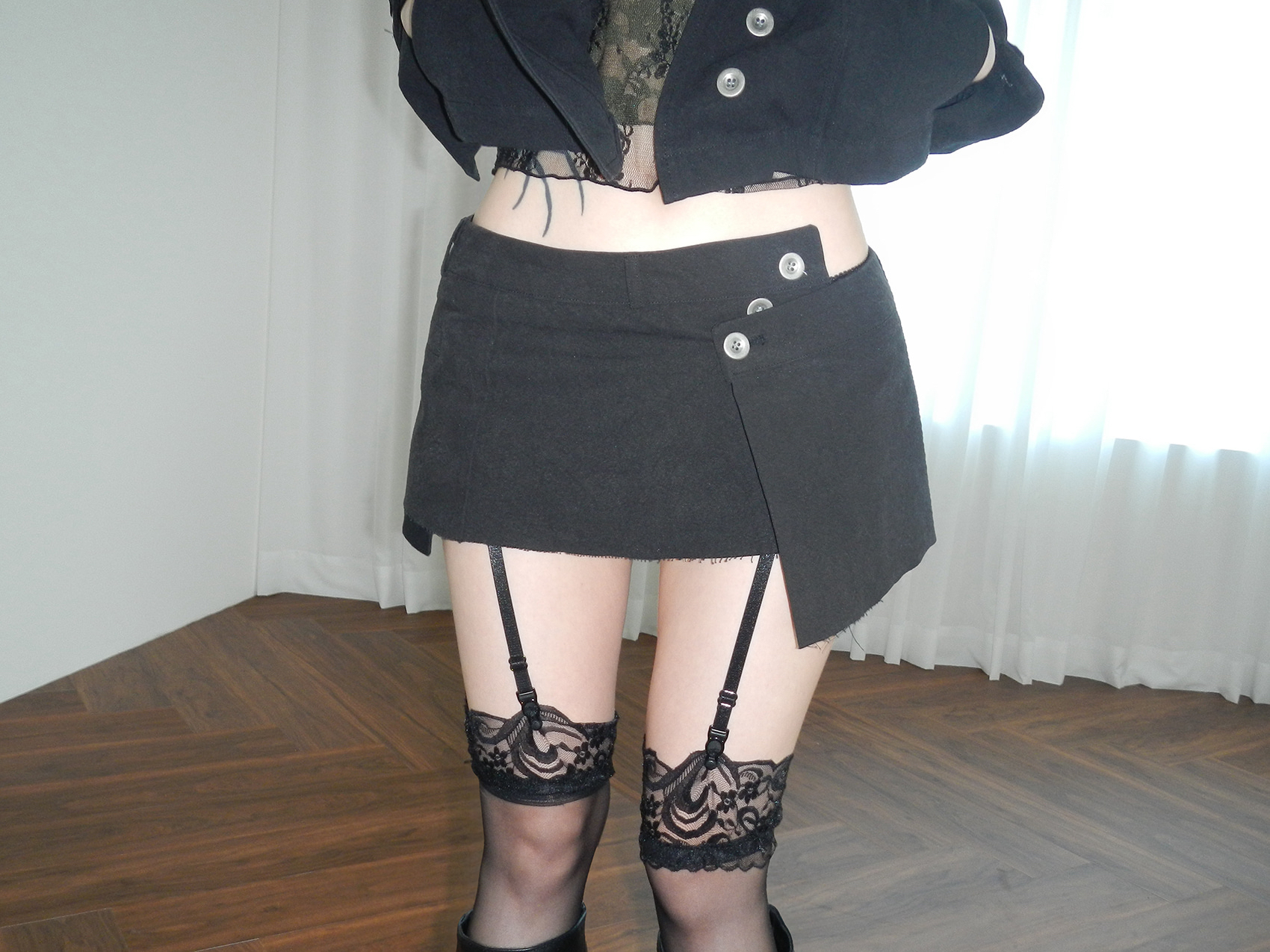 Asymmetric Wrap Mini Skirt