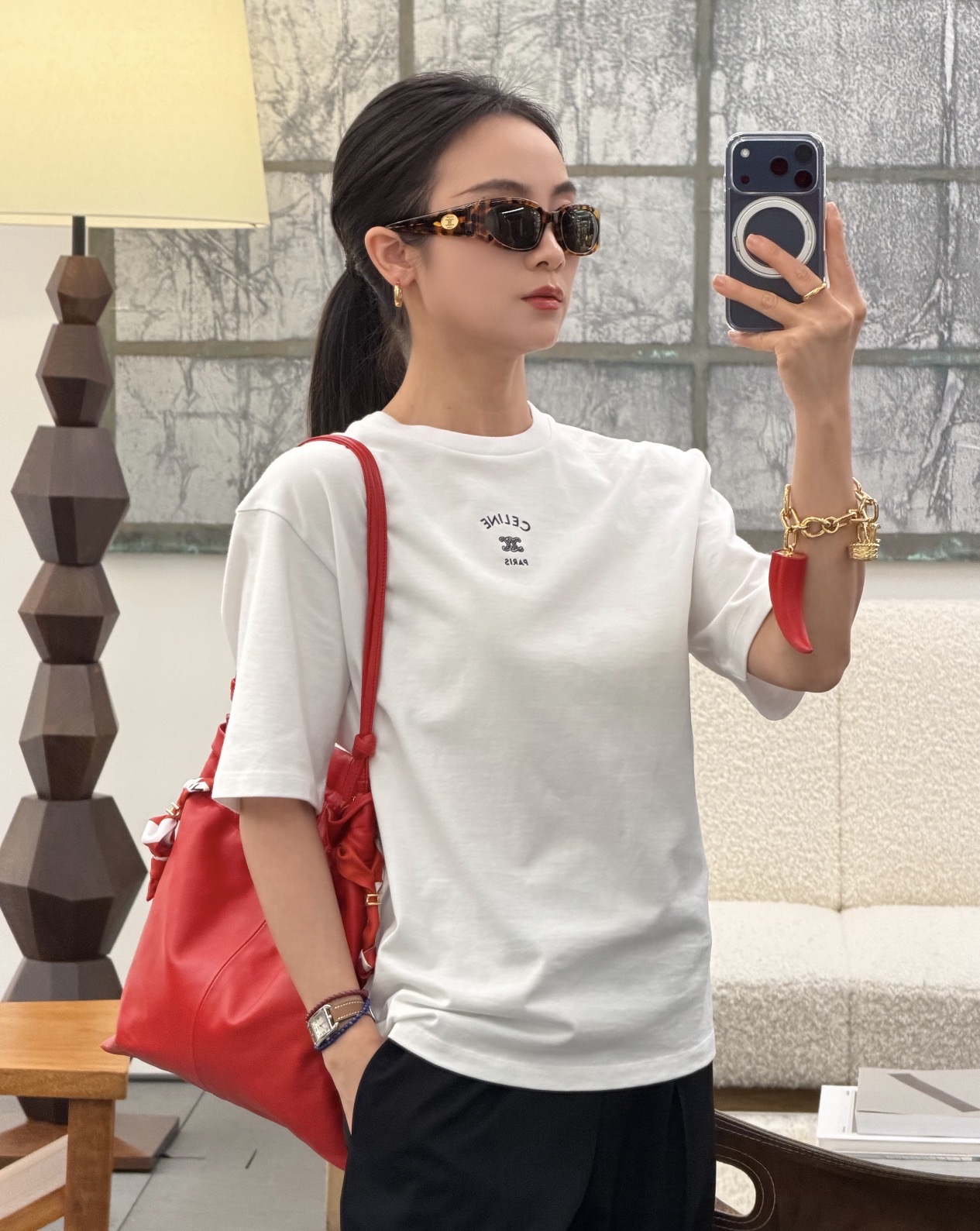 訂貨🍒 Celine 新款 白色刺繡 logo tee Size XS/S