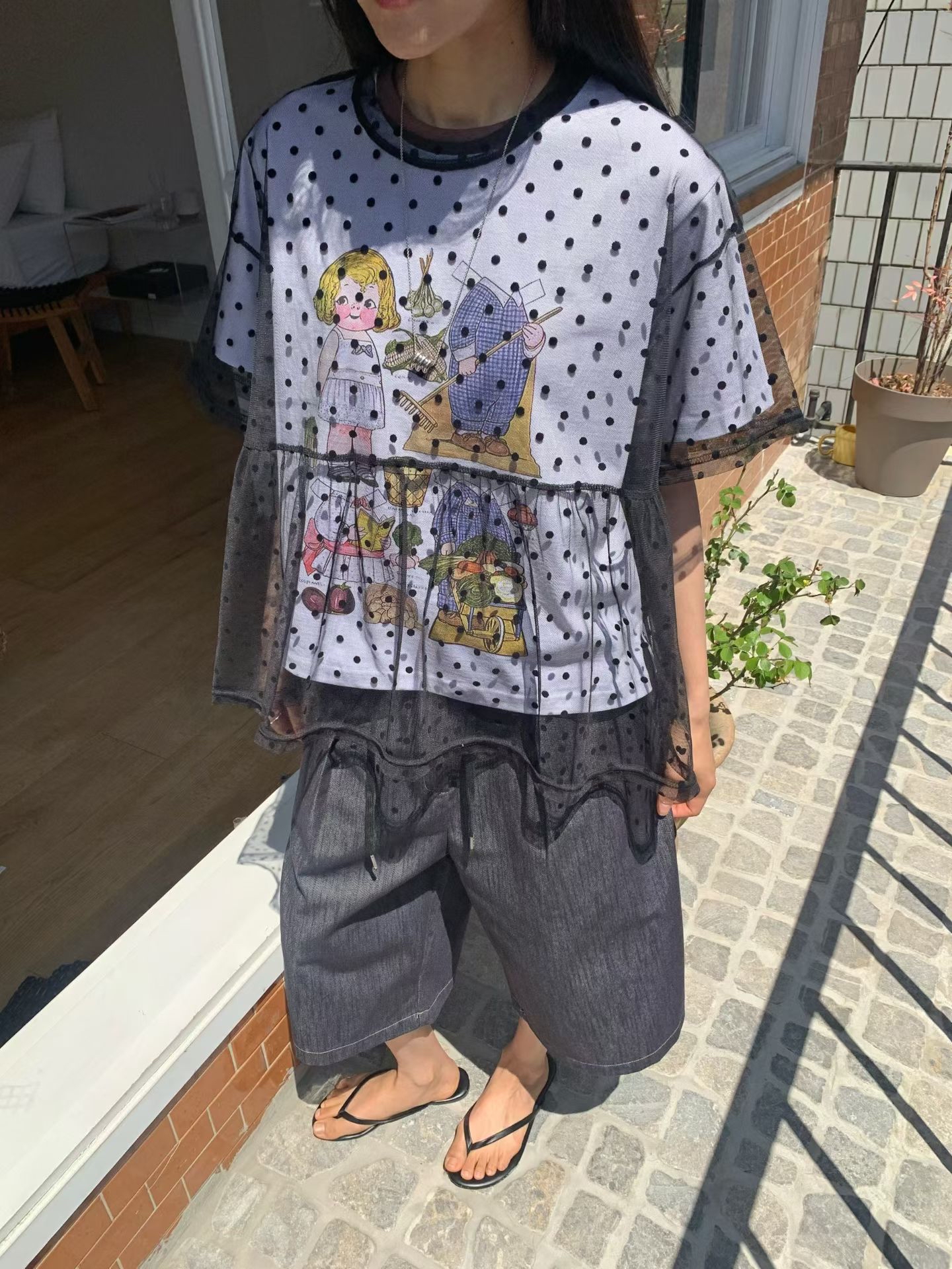 221366 波點紗Tee
