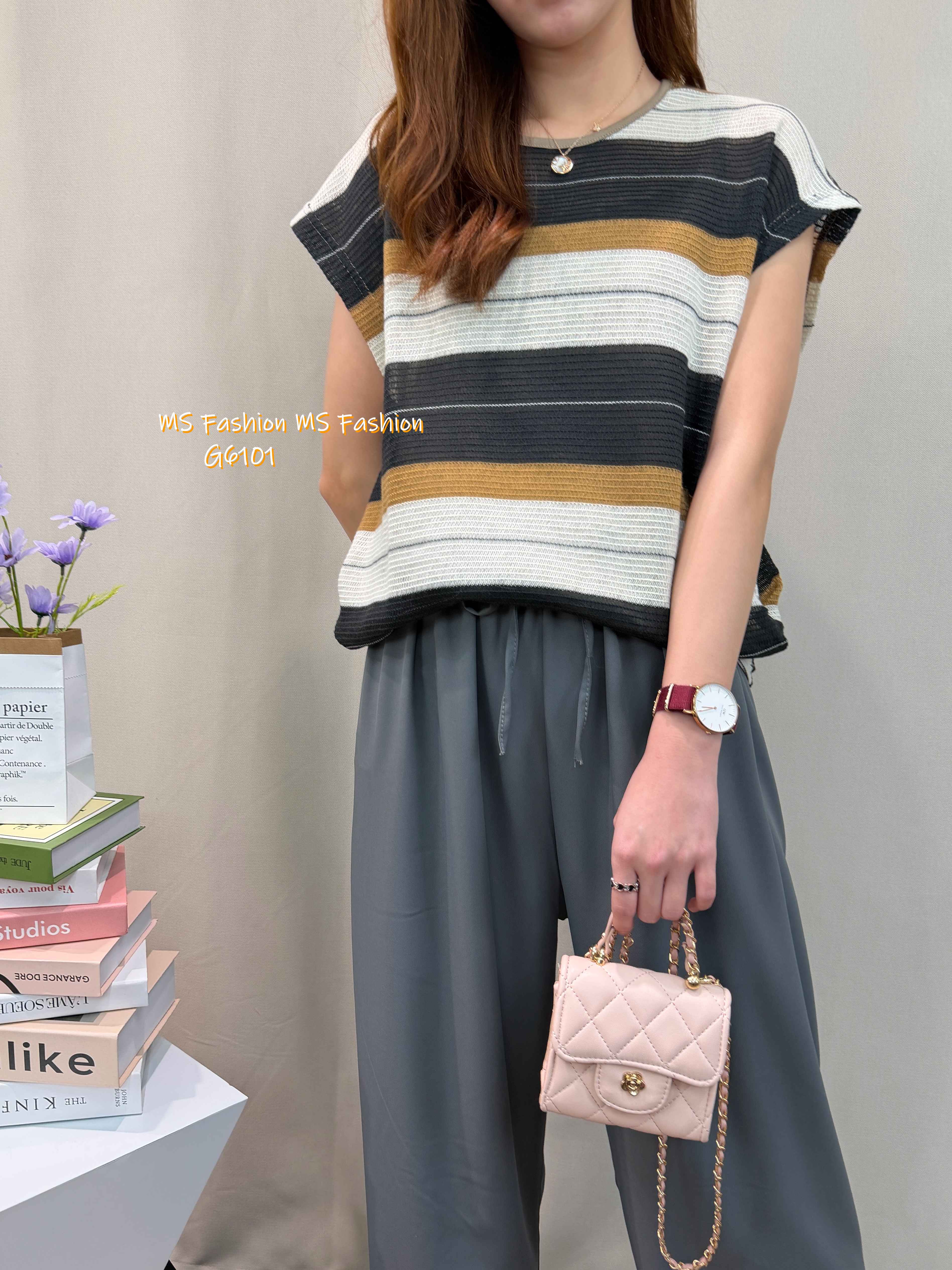 G6101 韓國🇰🇷靚色橫間top set