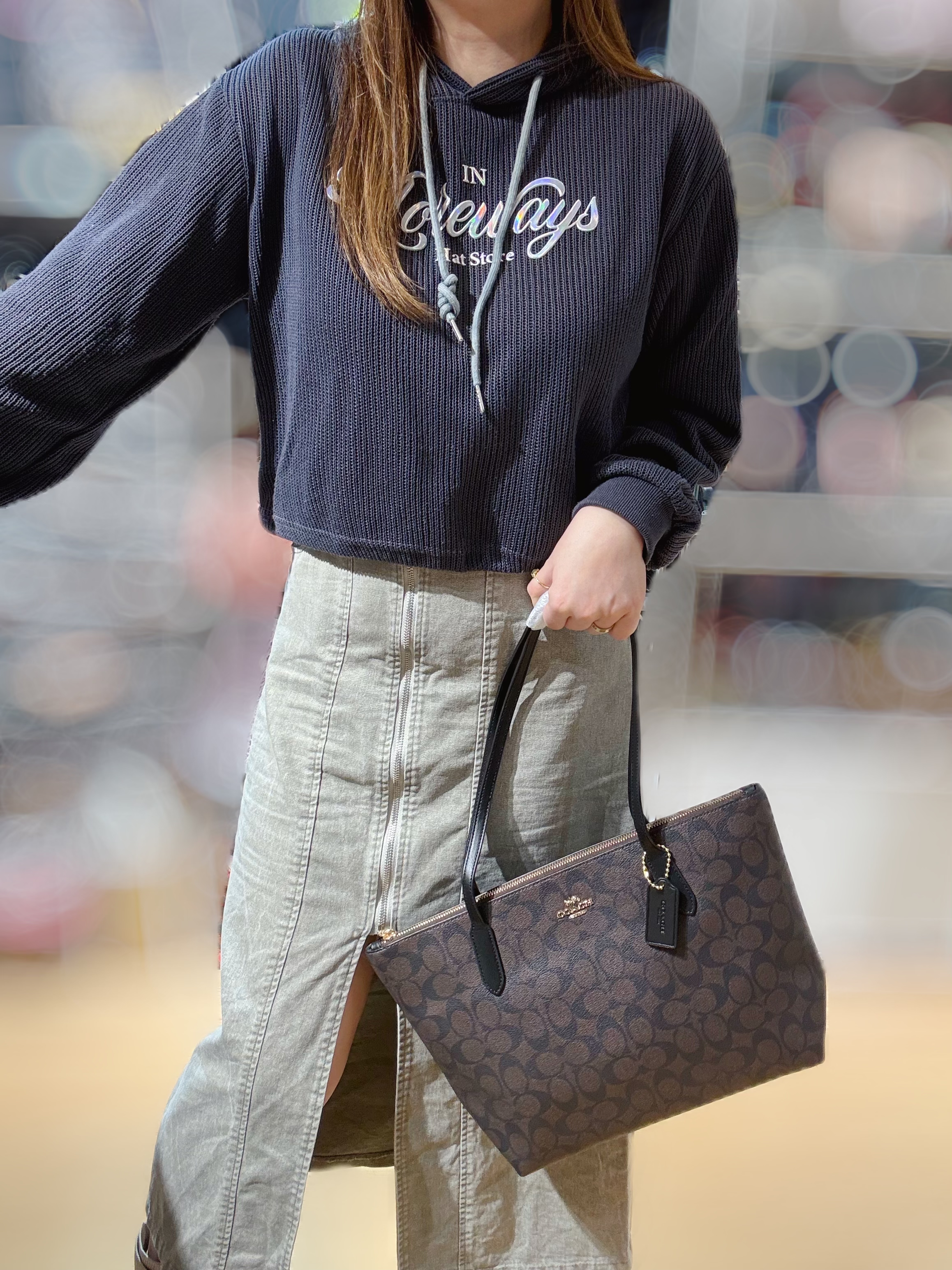 Coach top zip tote dark/m