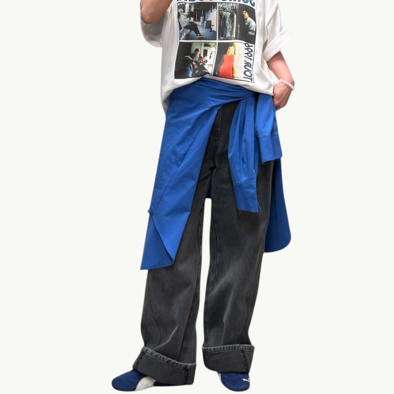 221046 洗水直腳牛仔褲