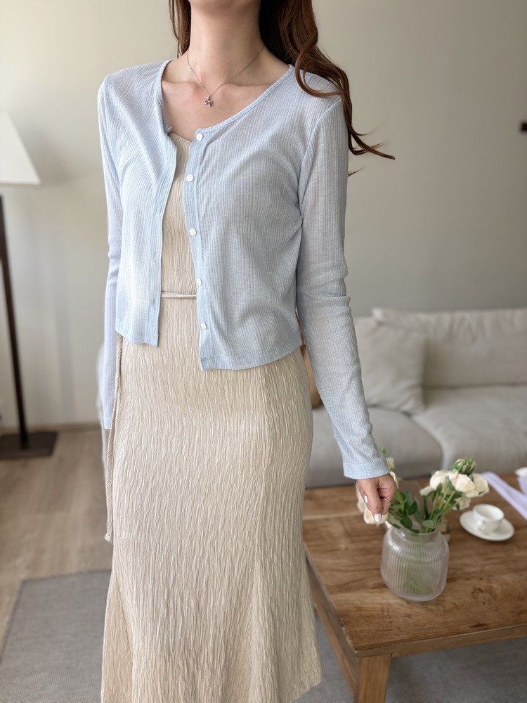 Airy Pastel Cropped Cardigan (Blue)