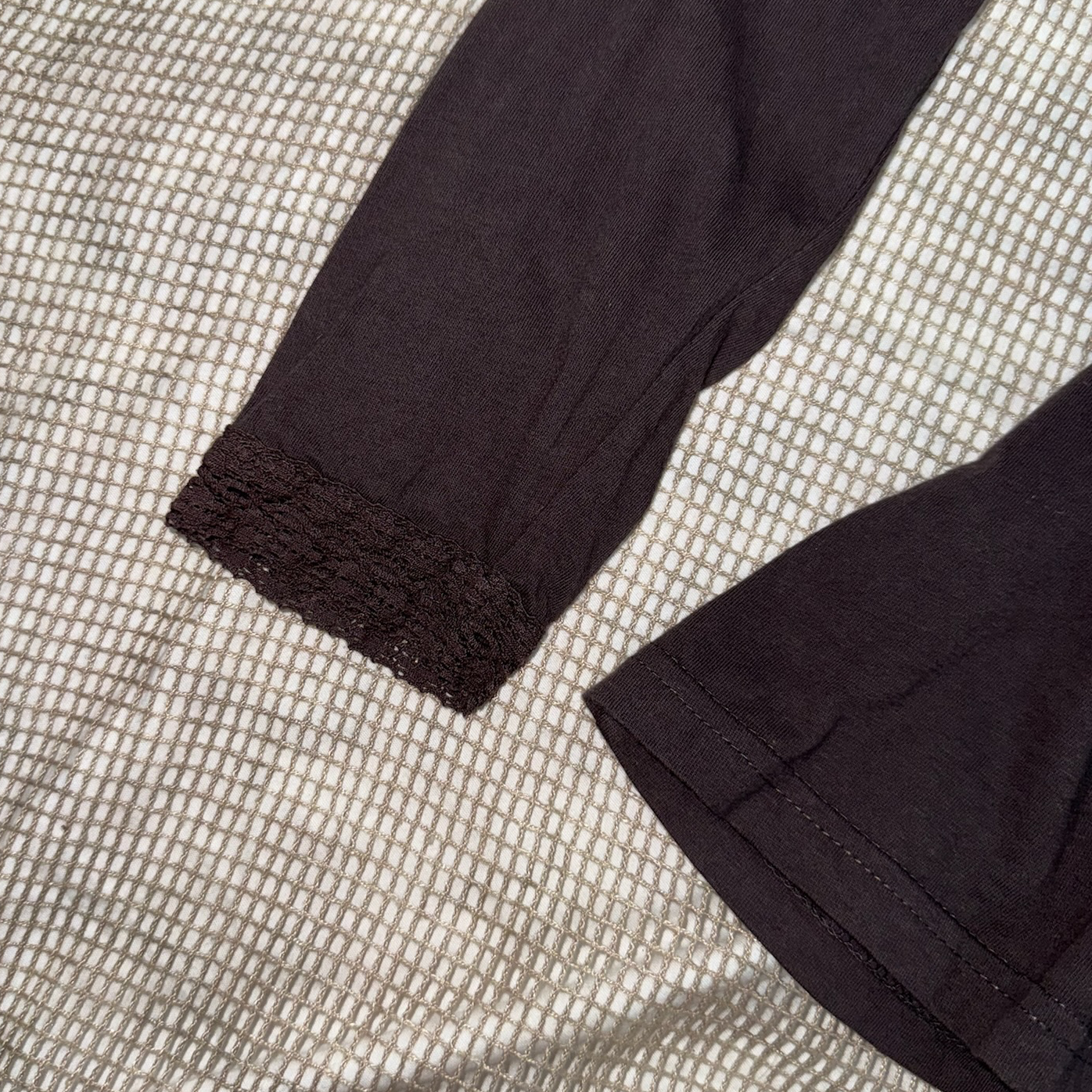 Square Neck Lace Trim Long Sleeve Top