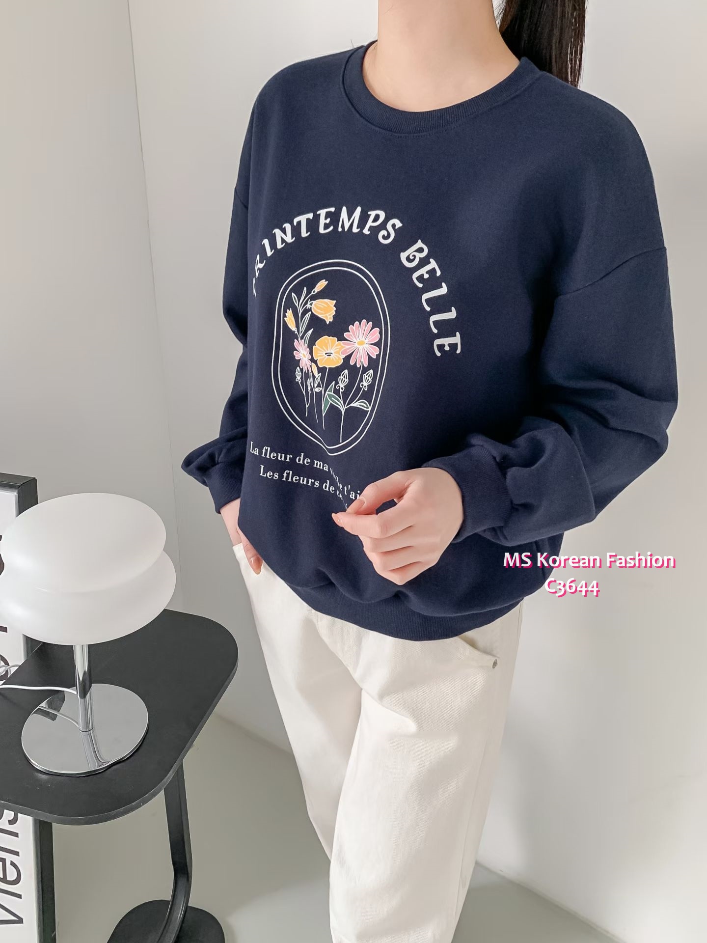 C3644 韓國🇰🇷靚色花花print衛衣