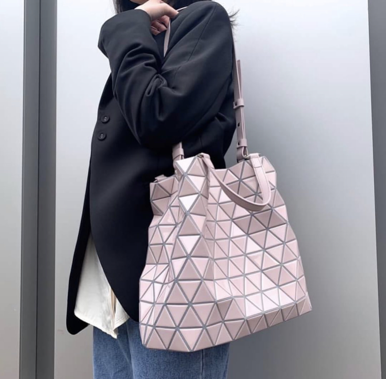BAO BAO 啞面皮革水晶手挽斜孭兩用袋crystal matte top handles Crossbody mutli-ways bag