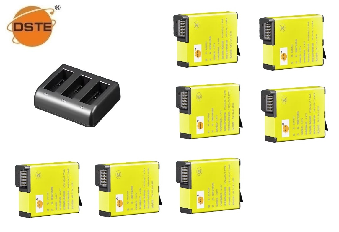 DSTE BCX204 Lithium-Ion Battery With USB Charger For DJI Osmo 360 and Osmo Action 6 / 5 Pro / 4 / 3 代用鋰電池 (CCC Certification / 3C認證)