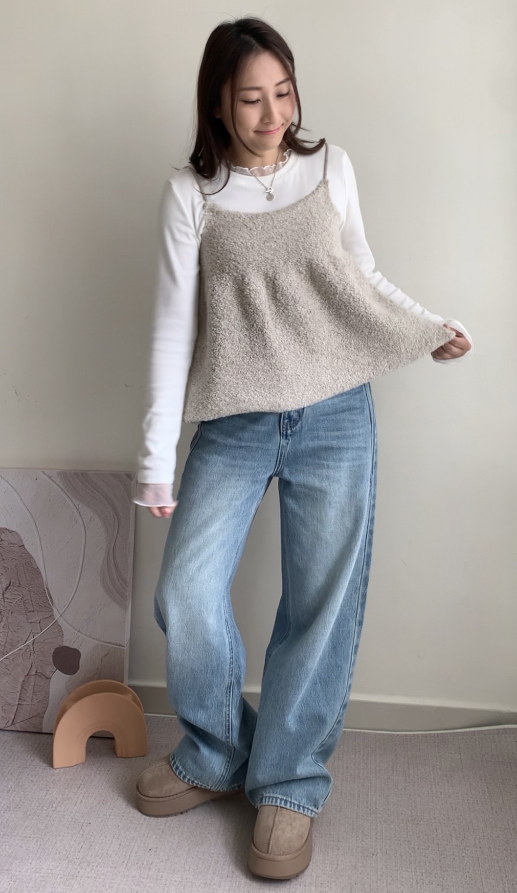 毛巾料吊帶娃娃Top- 卡其