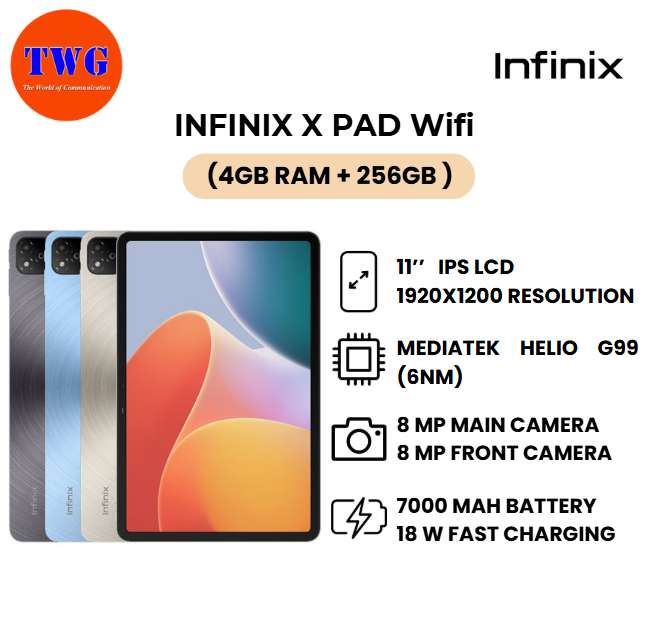 INFINIX X PAD Wifi (4gb ram + 256GB ) FREE COVER, 100% ORIGINAL MALAYSIA BRAND NEW