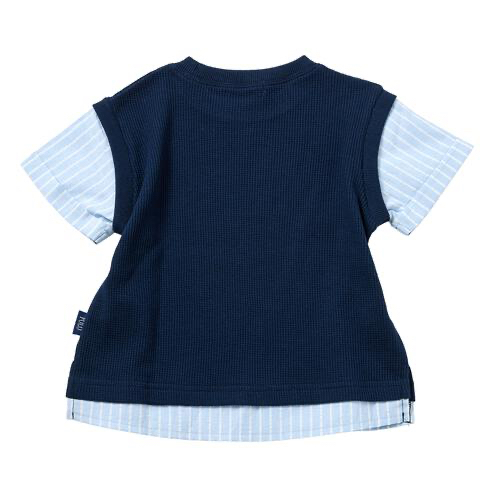 🇯🇵預訂 日本直送🇯🇵Polo Baby標誌刺繡假兩件層疊華夫格短袖上衣