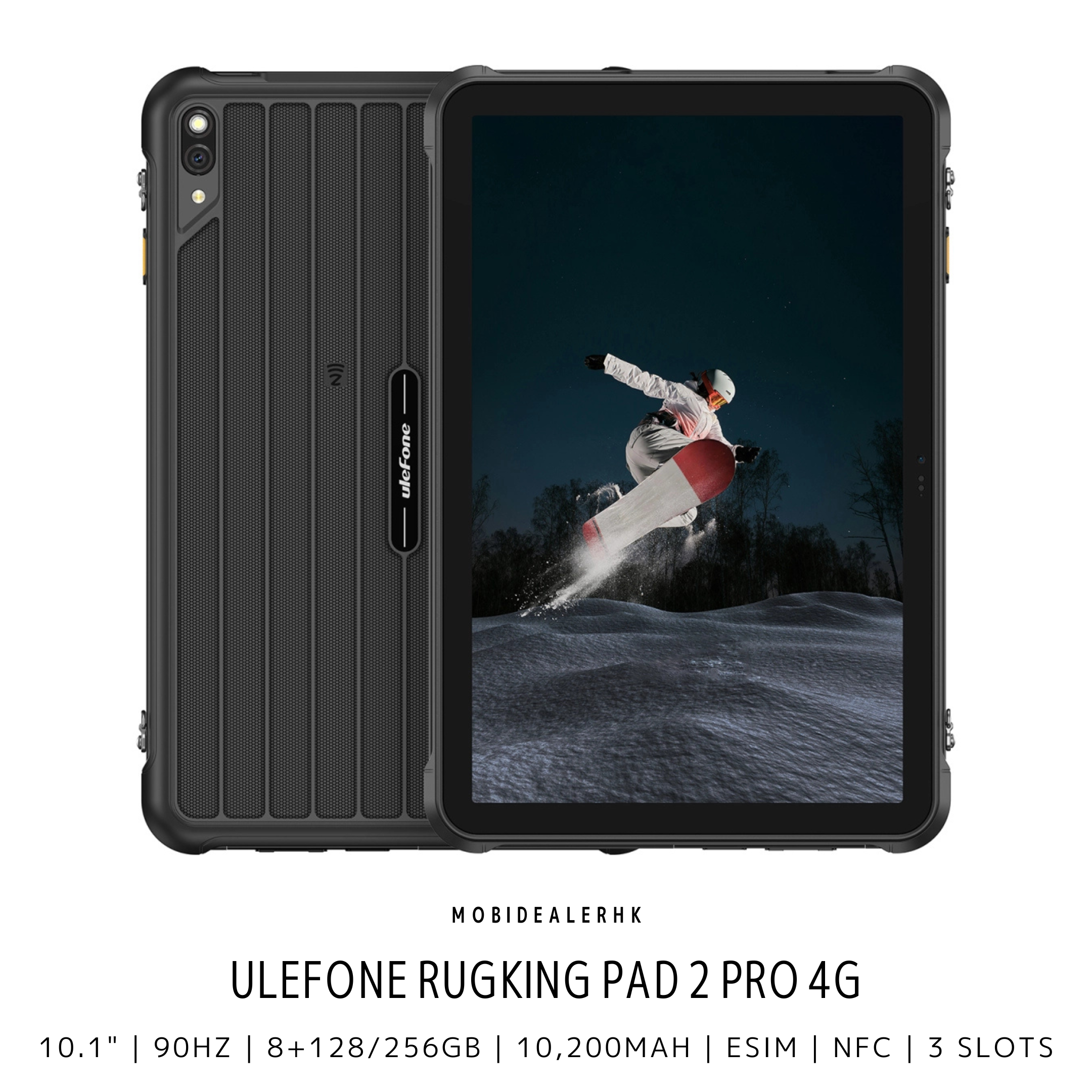 Ulefone RugKing Pad 2 Pro | 歐樂風 RugKing Pad 2 Pro | 4G | 三防平板電腦 | 10.1" | 90Hz | 8+128/256Gb | 10,200mAh | eSIM | NFC | 3咭槽