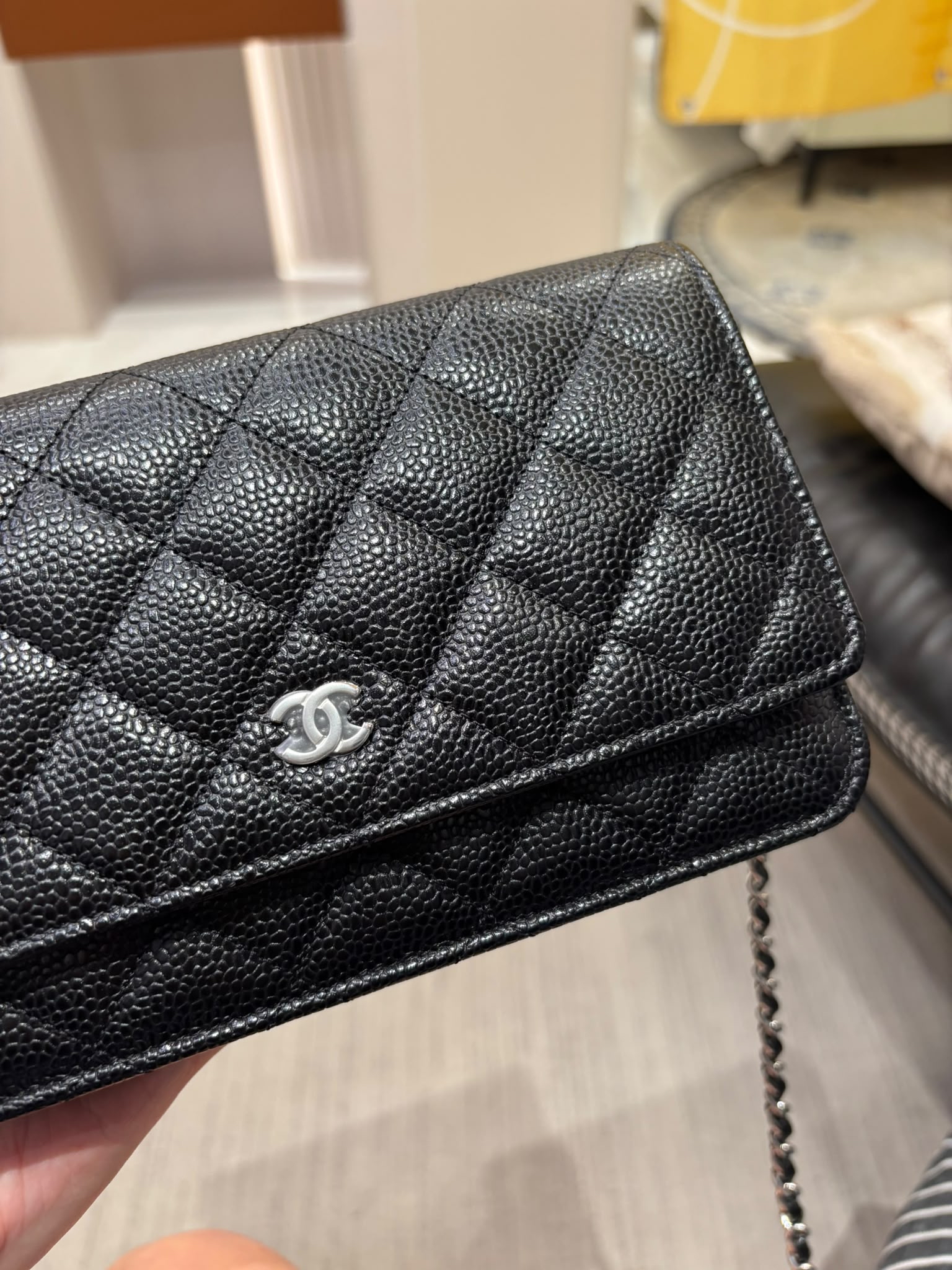 全新 Chanel wallet on chain 黑色荔枝牛皮銀扣WOC 100%Authentic, 全新 Brand New  ✅晶片貼✅dust bag ✅box