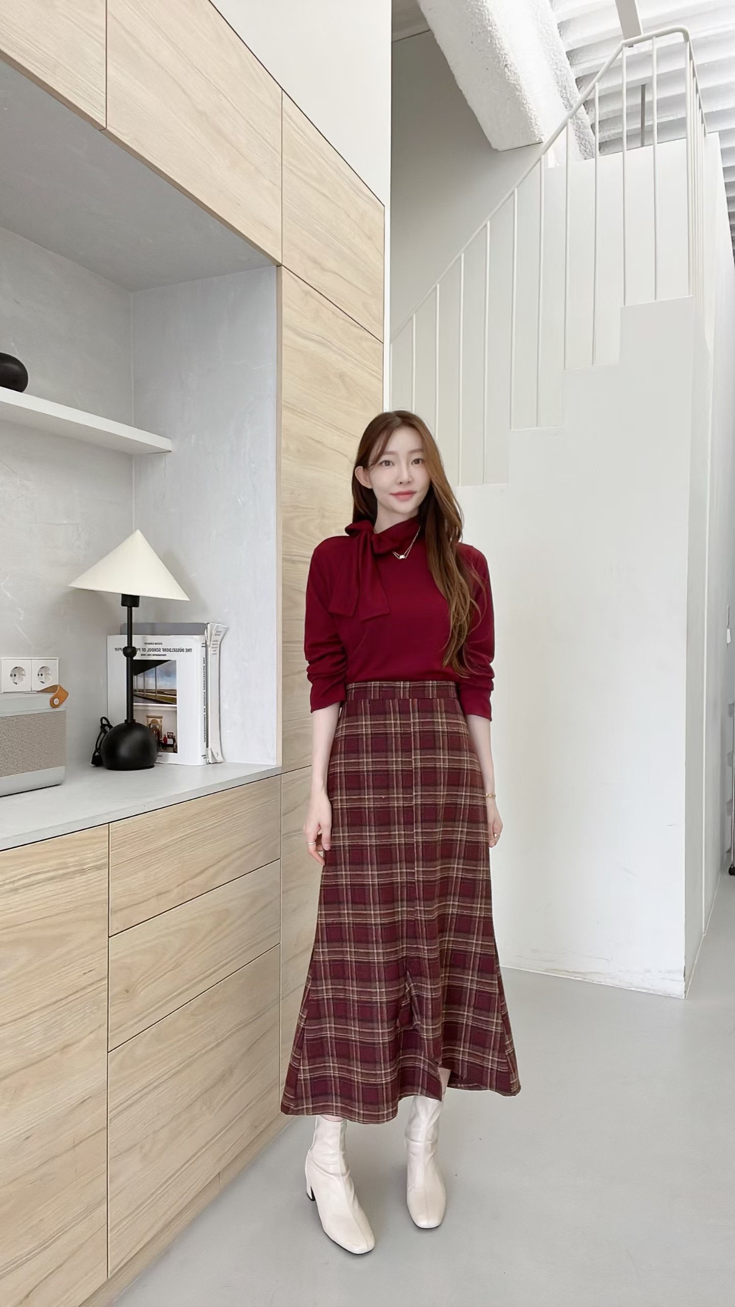 FV31_01 魚尾格仔長SK  (3色)