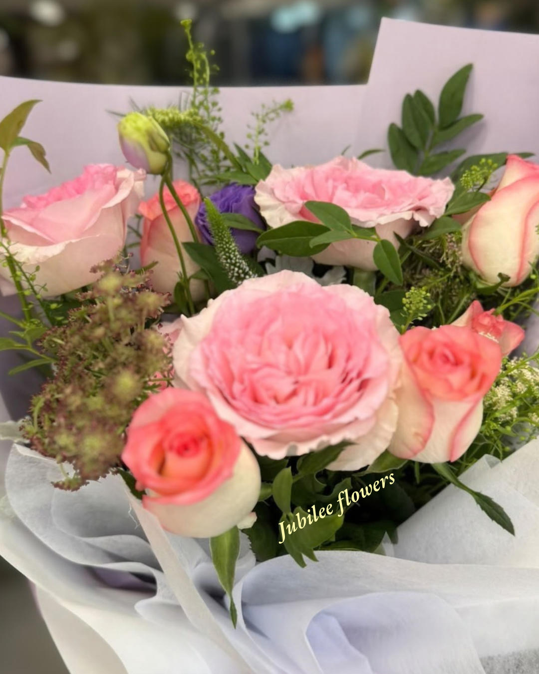 粉玫瑰花束