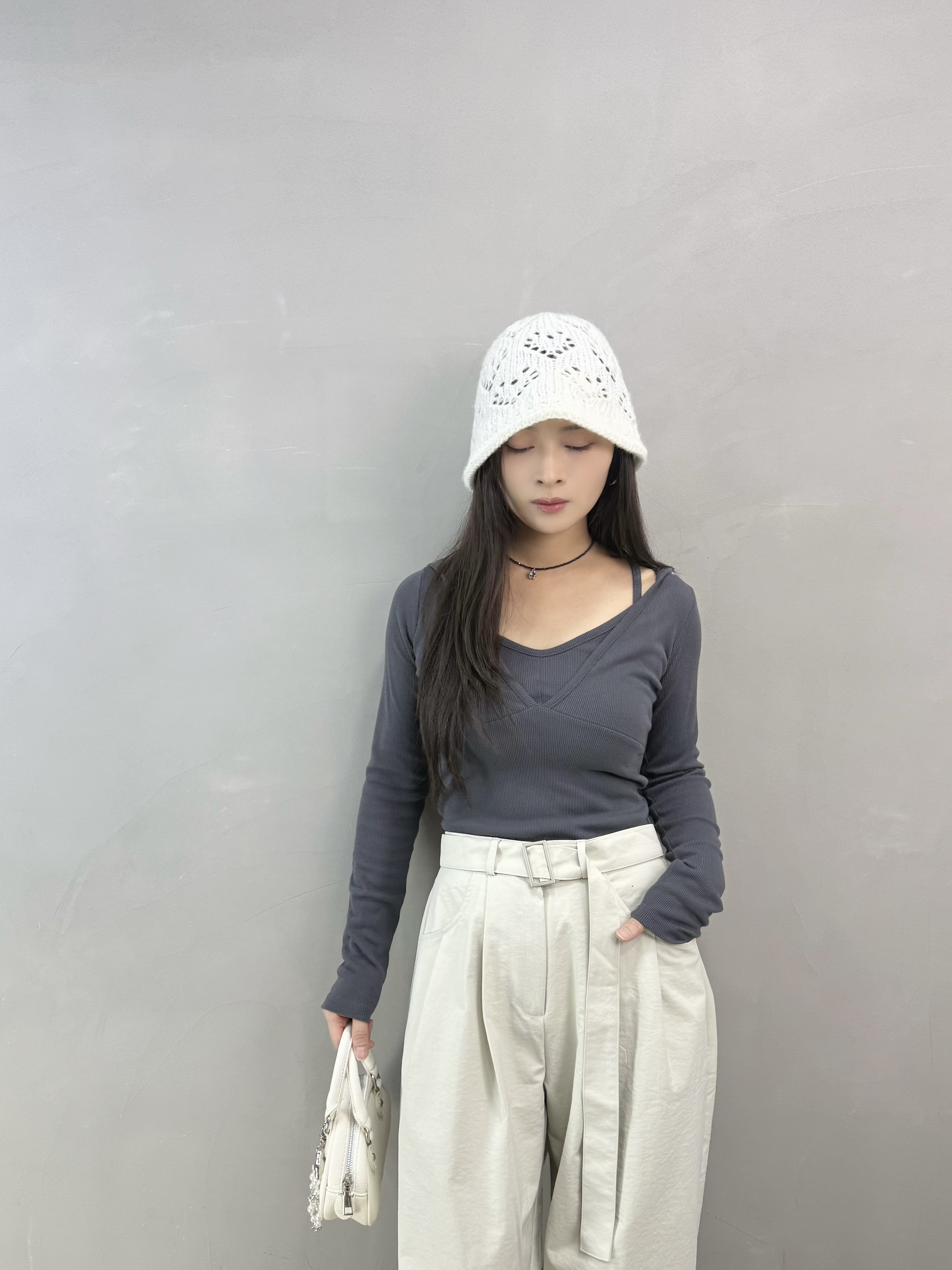 F01 假兩件有帽暗紋tee