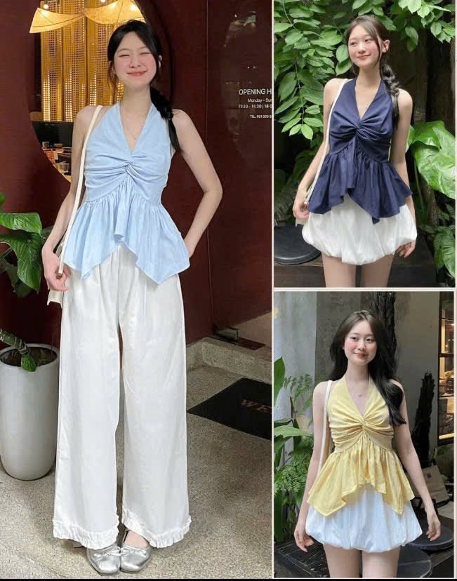 吊帶上衣扭結前襟