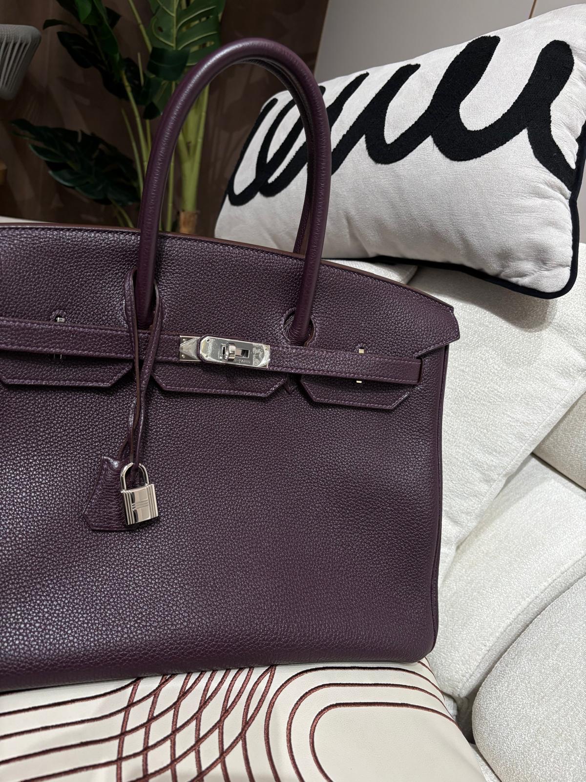 Hermes Birkin 35 Stamp [Q] 葡萄紫色Raisin Togo Calfskin 100%Authentic, 95%New ✅Key Lock✅Dust bag✅Box