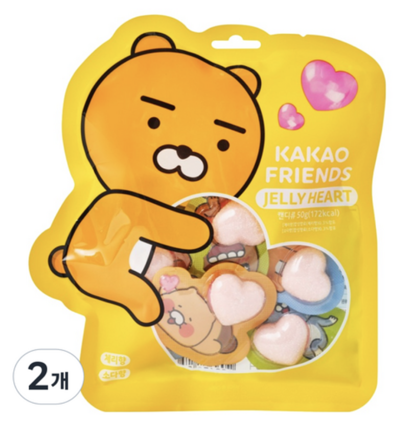 韓國 Kakao Friends 甜蜜心形糖果 2包 / 套｜Jelly Heart