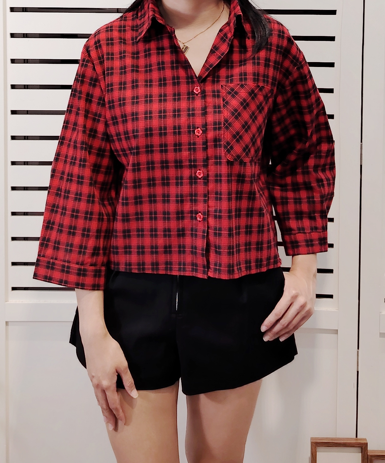 LY602.1 Checked Long Sleeve Collar Shirt