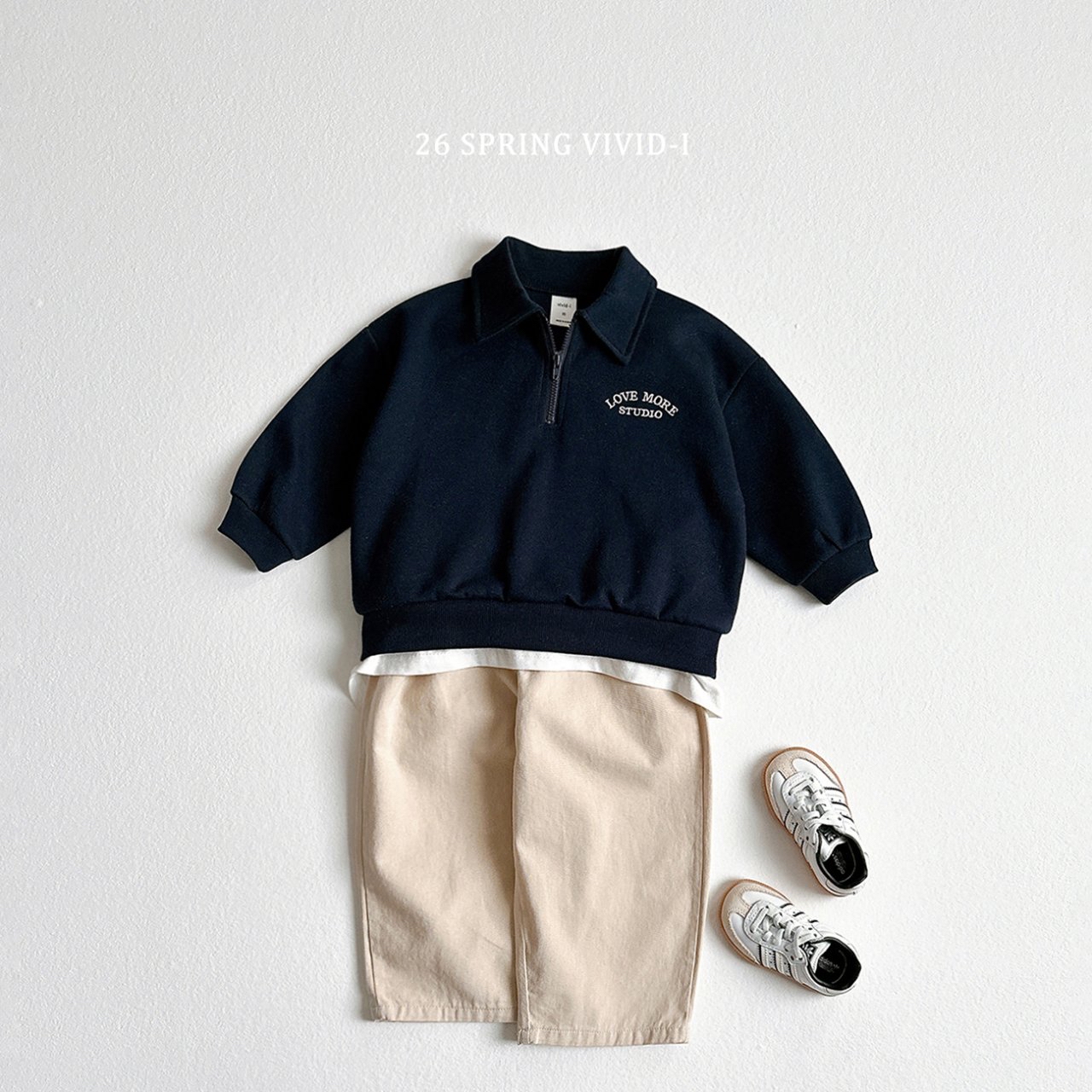 🌸預訂 韓國直送🌸🇰🇷VIVIDI四色字母刺繡半拉鍊翻領上下套裝