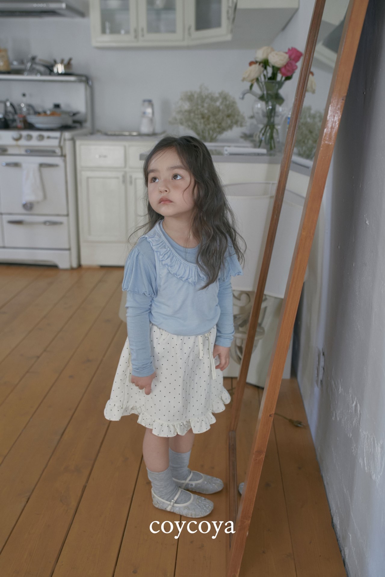 🌸預訂 韓國直送🌸🇰🇷COYCOYA兩色波點荷葉邊半身裙