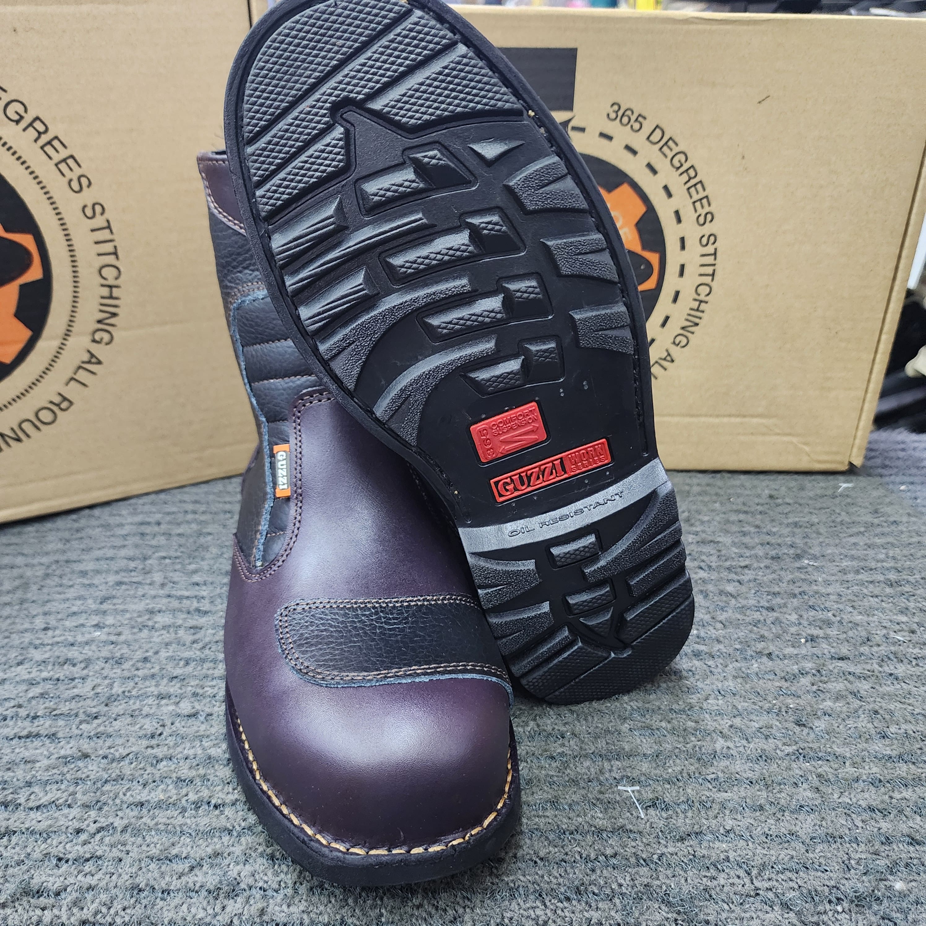 GUZZI PRO Safety 929 Burgundy Black Full Black Brown Khaki MIDCUT SINGLE ZIP SAFETY SHOES BLACK BROWN KASUT KERJA SIRIM Kasut Keselamatan