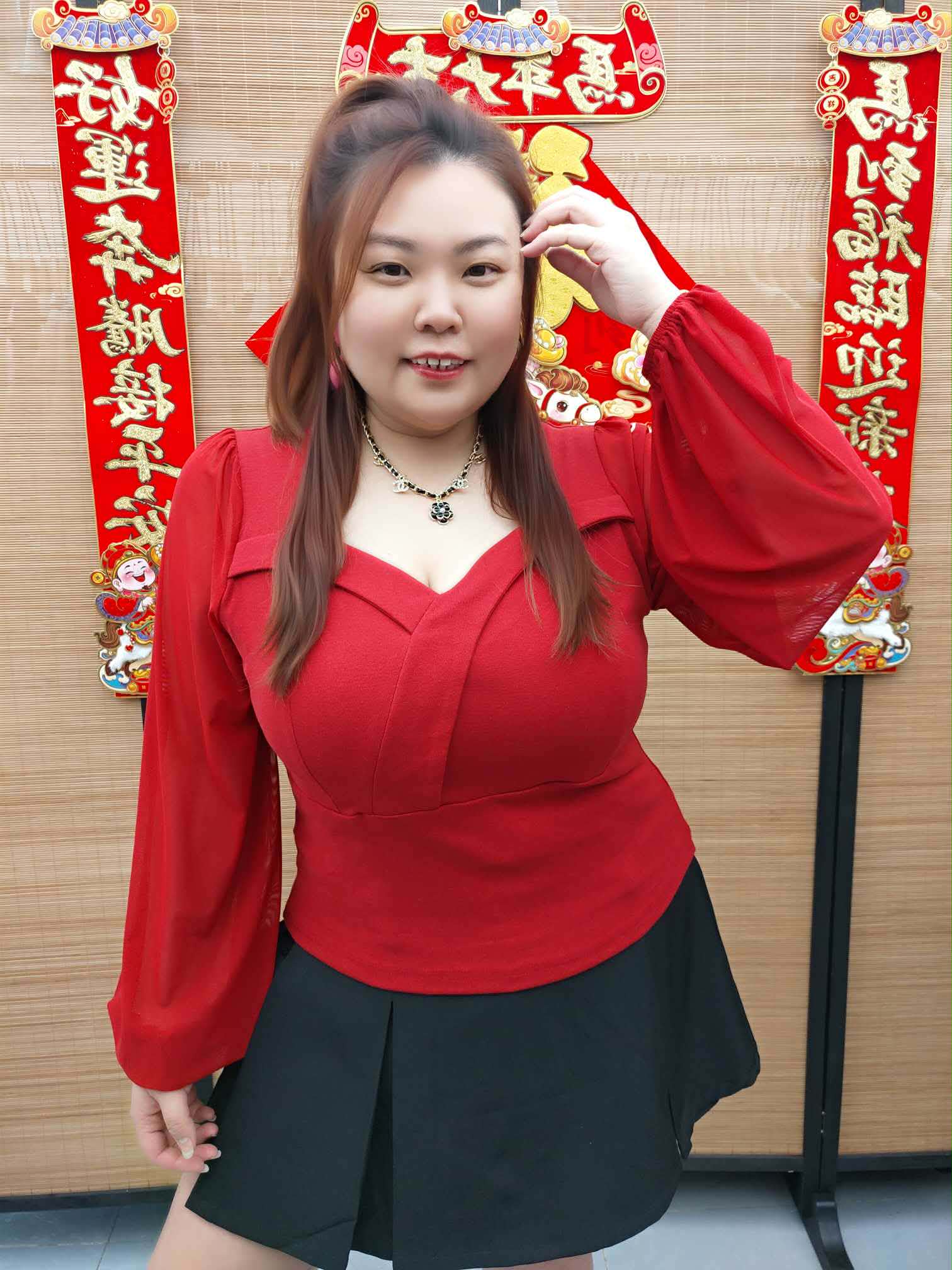 DDI02 8293(B8) 钻石领附垫长袖上衣