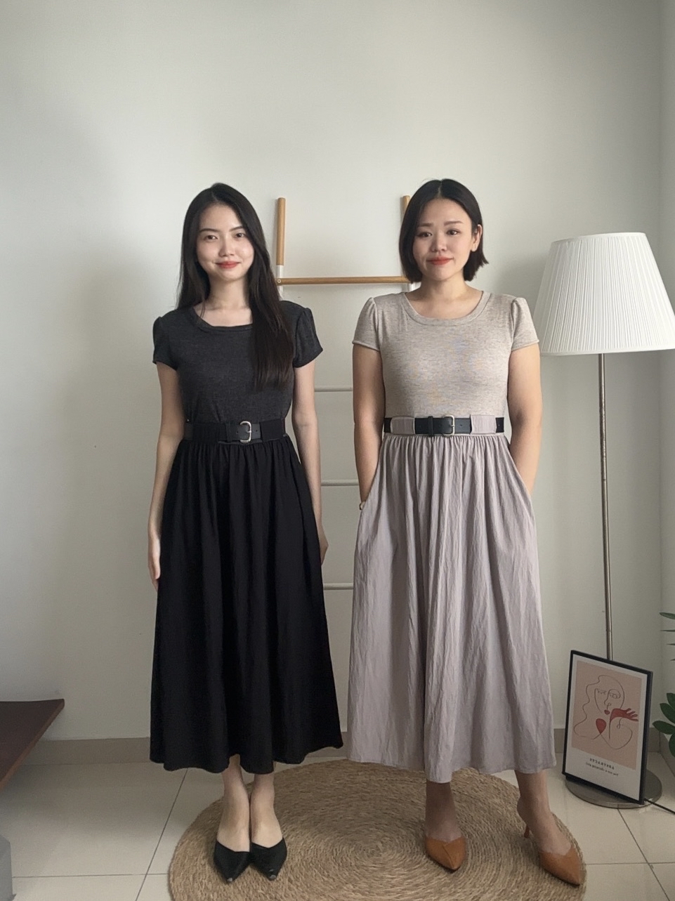D2355 Belted Contrast Dress - 3 Colors 