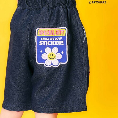 🆕【⭐訂購⭐】🌀 🇯🇵 日本直送🇯🇵 WIGGLE_WIGGLE系列 笑臉太陽花刺繡貼布 牛仔短褲🌀 [ELEA-0069][260607]