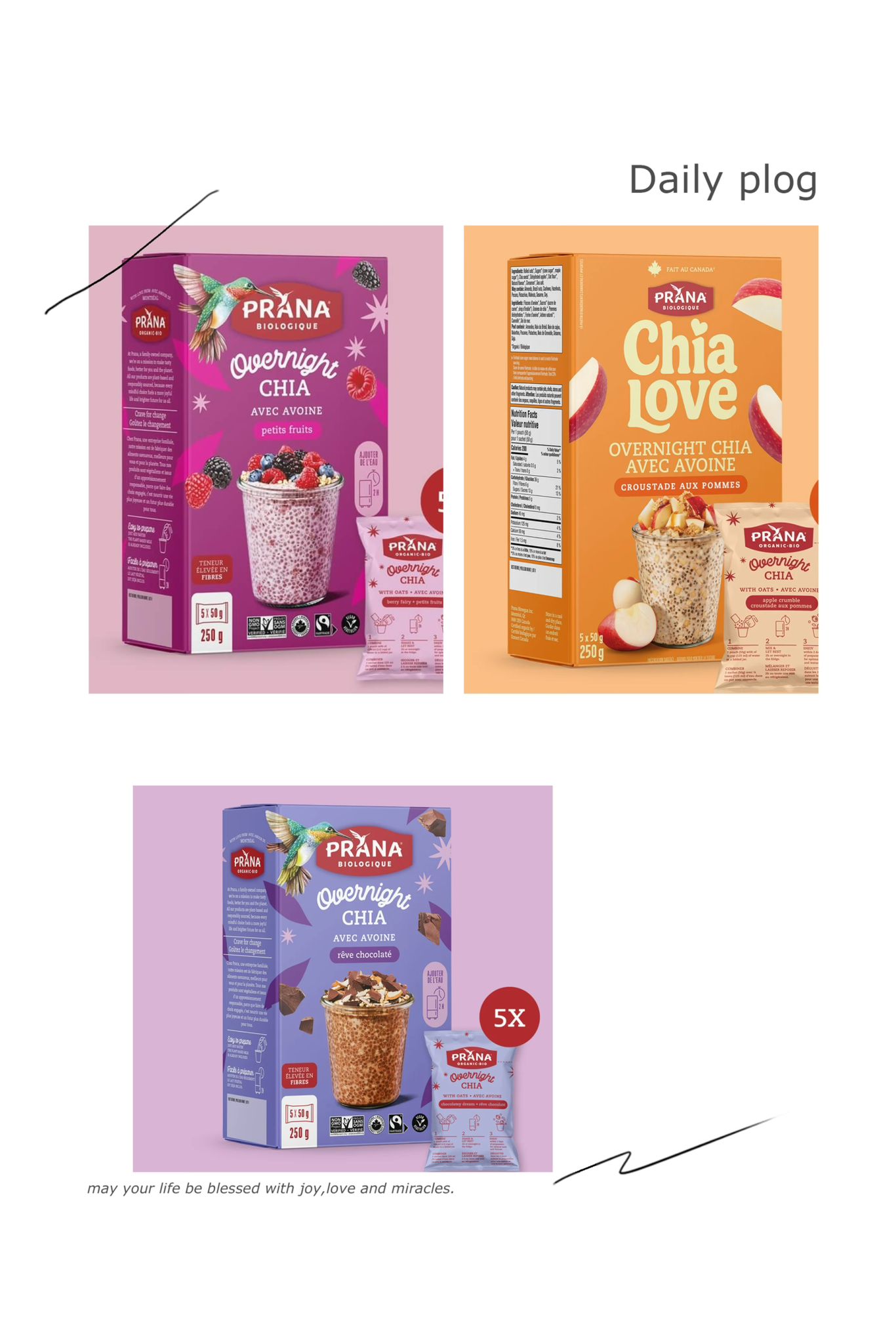 Prana 有機奇亞籽隔夜燕麥 3盒裝