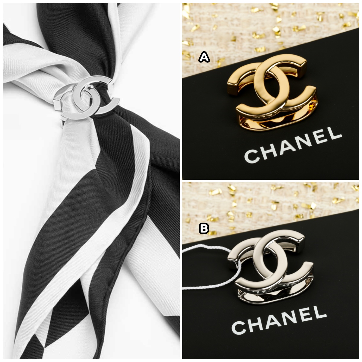 【原單】CHANEL Scarf Ring 鏤空CC絲巾扣