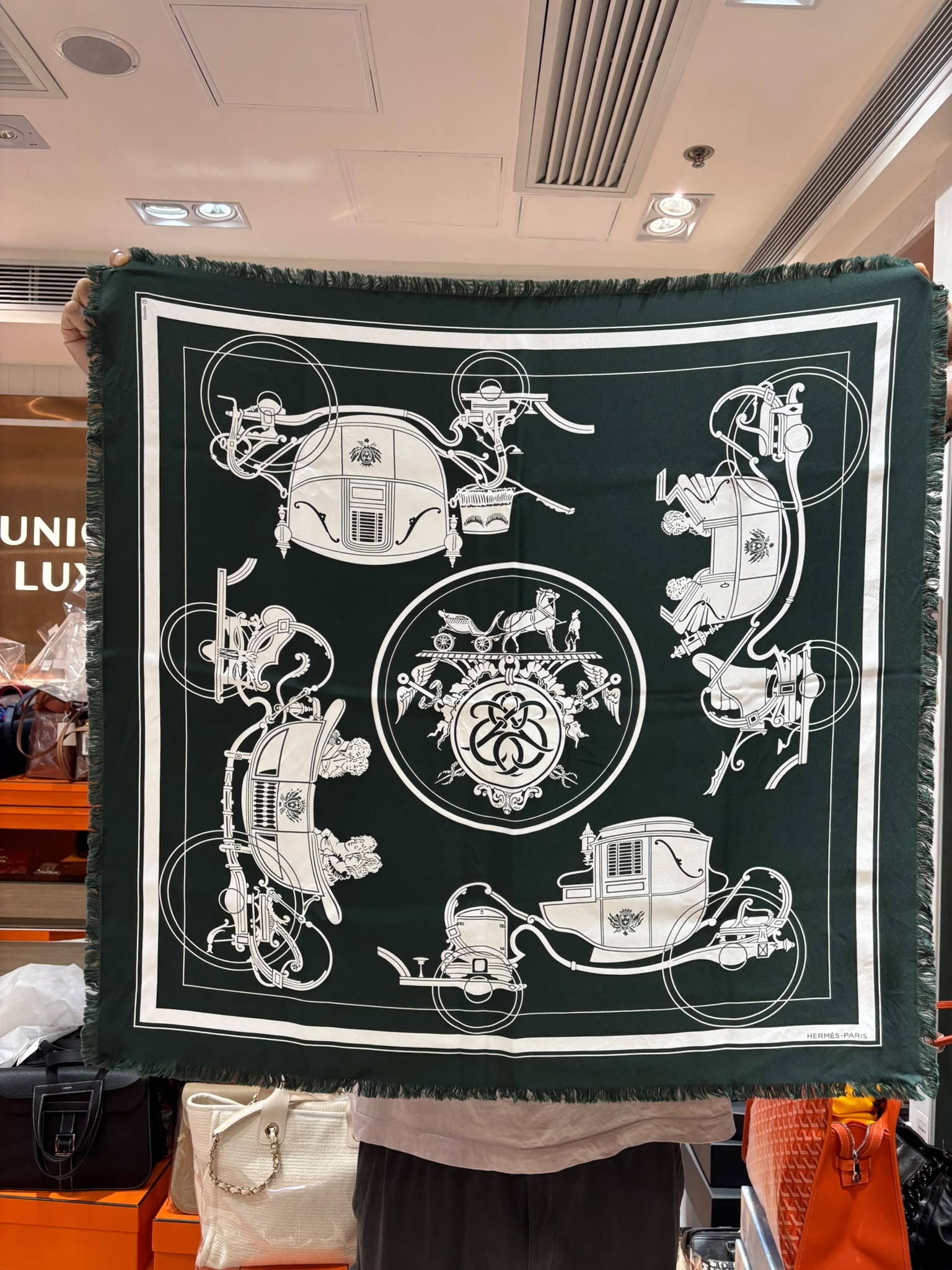 未使用品 Hermes scarf CARRE 80 100% SOIE FRANGE EX-LIBRIS VERT FORET/BLANC 74 VERT  100%Authentic ,unused 未使用品 ✅專門店收據✅box 