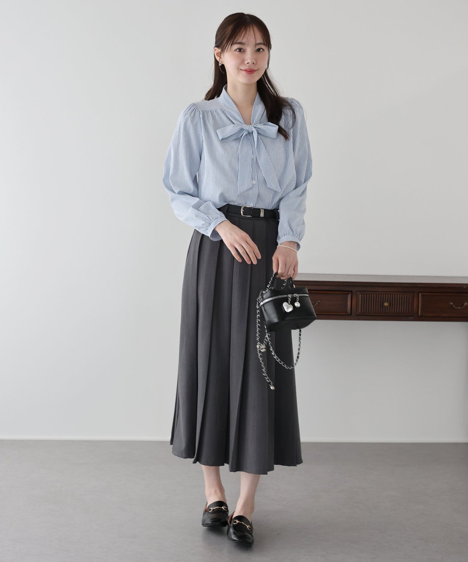 <JP> Soft Ribbon Shirt Blouse* 2色入 <預購>