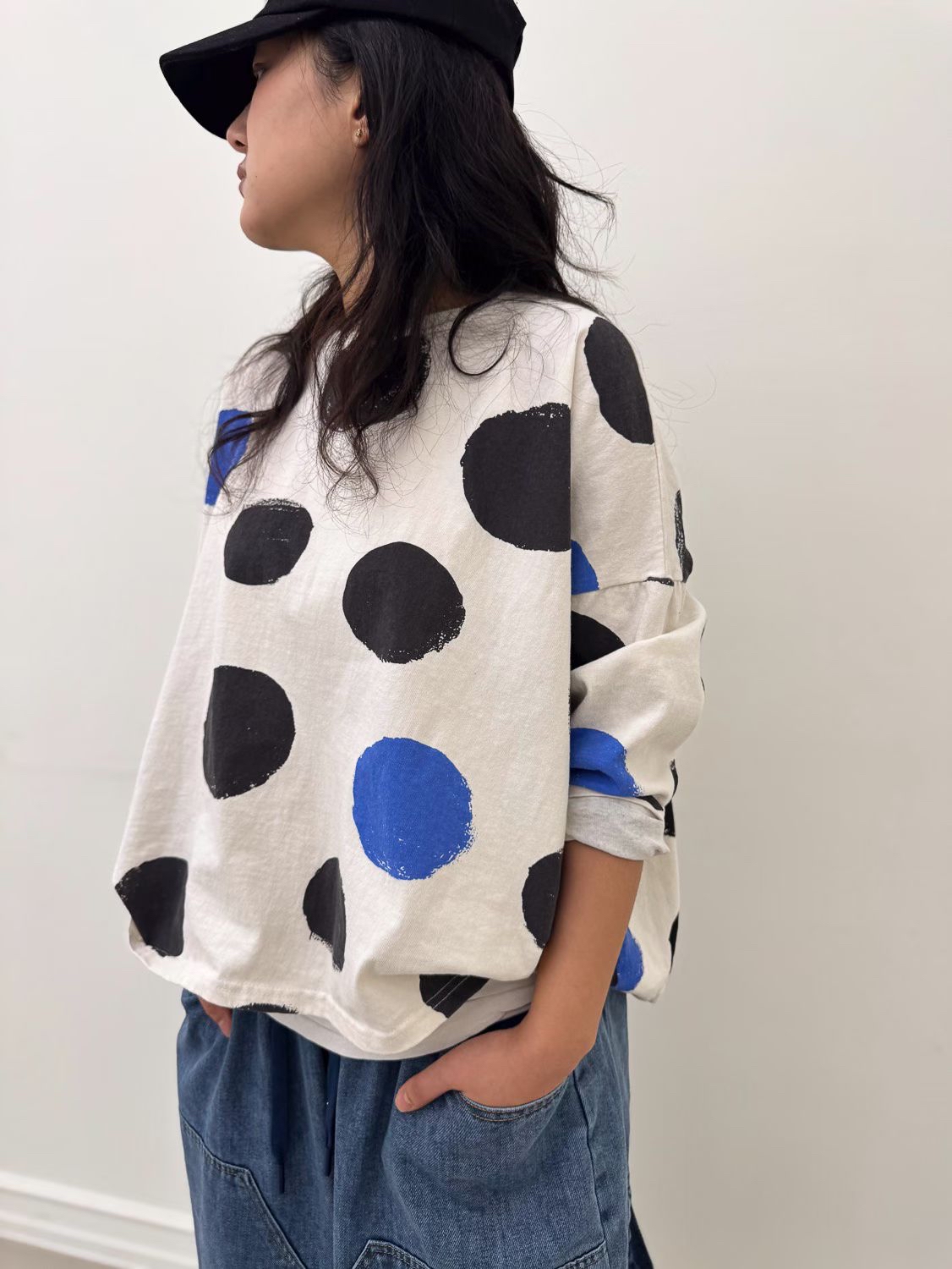 YA OE 藍點圖案top-2色