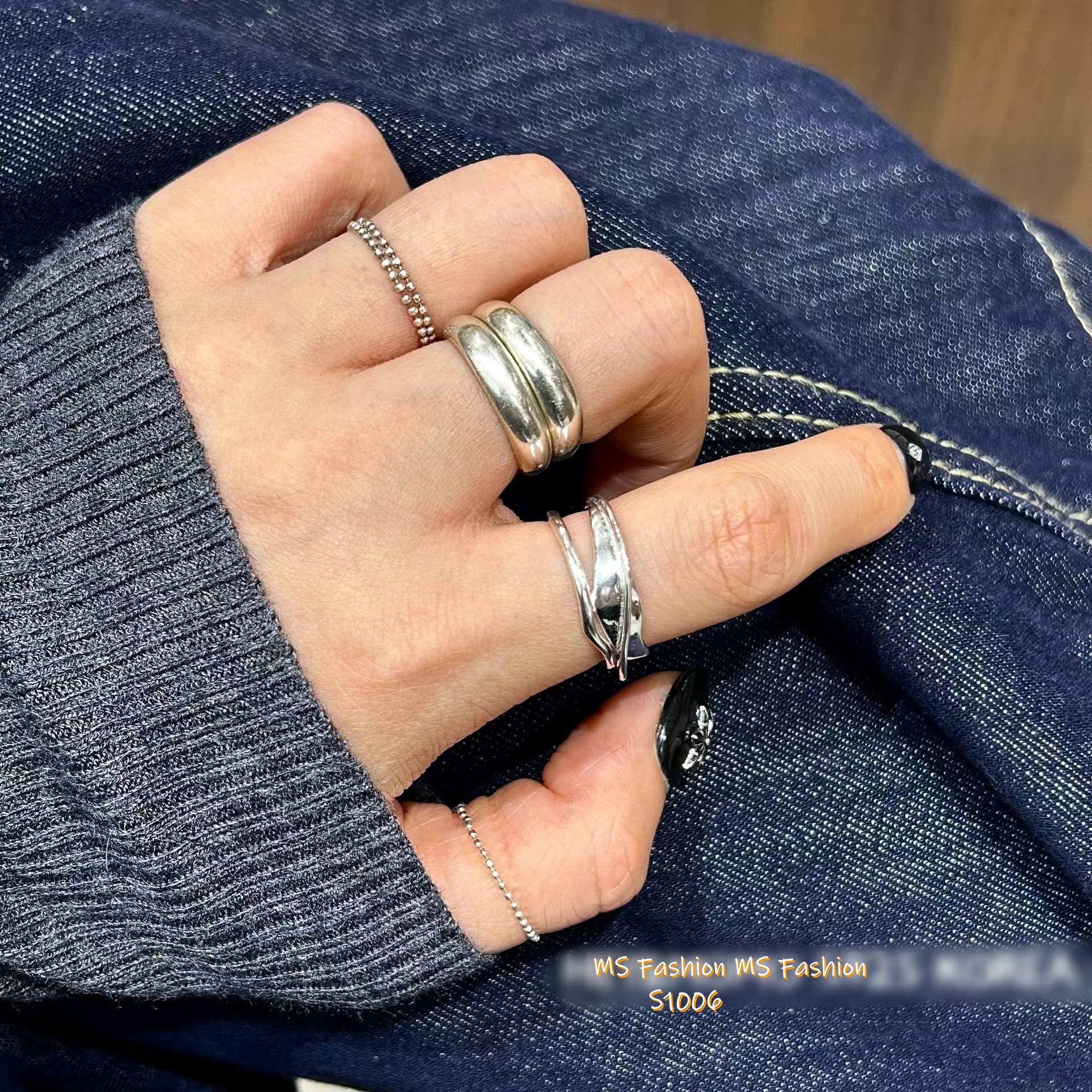  S1006 韓國🇰🇷S925純銀ins風線條個性戒指