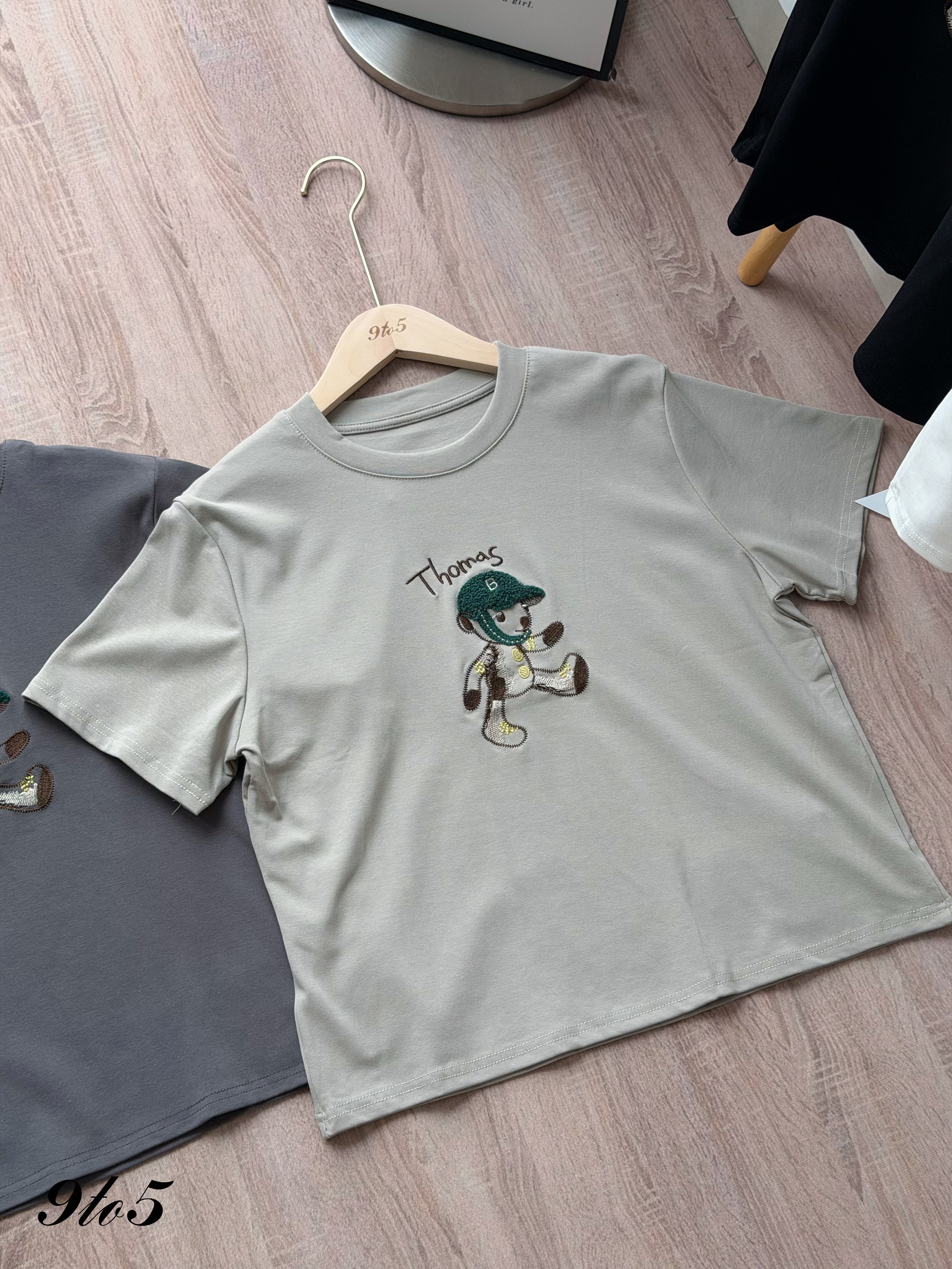 T4528 Embroidery Bear Tee - 4 Colors 