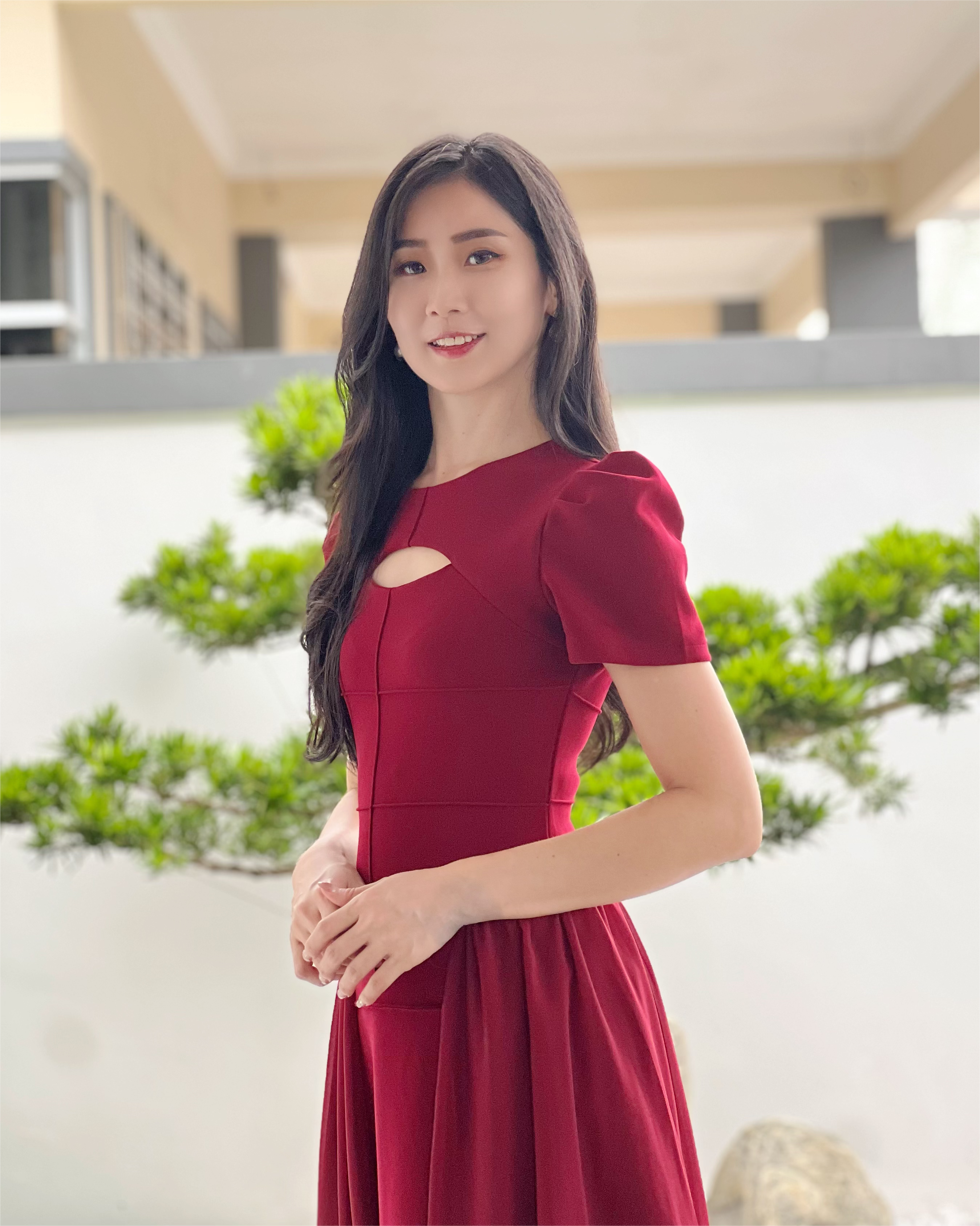 5052 Midnight Princess Silhouette Midi Dress -Maroon