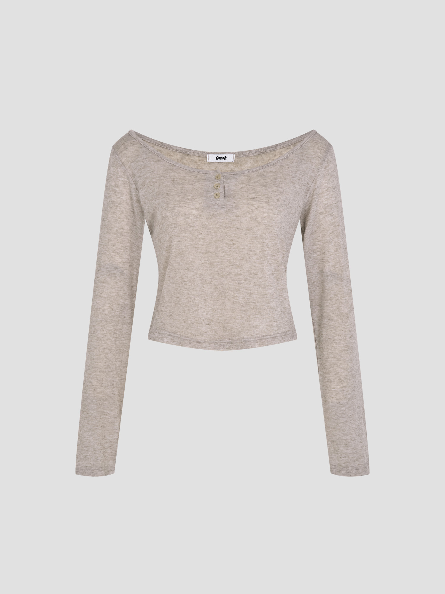 預購_Button U-Neck Crop Long Sleeve by Conch