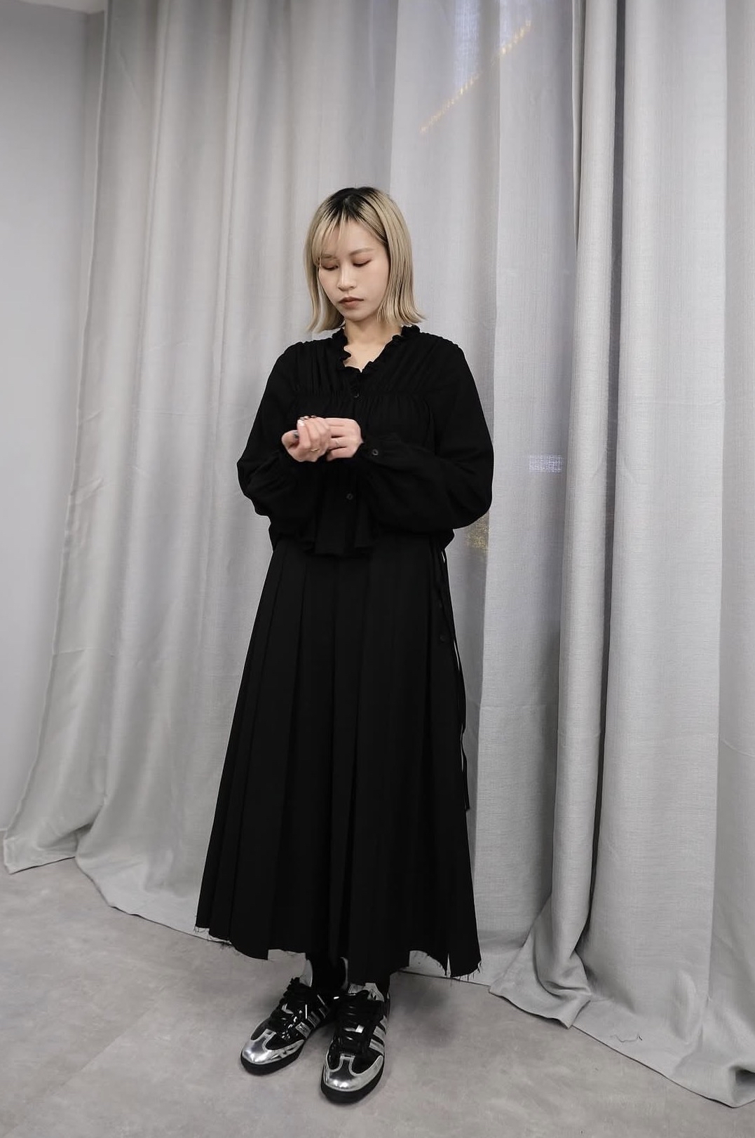 Pleated wrap skirt #sk07