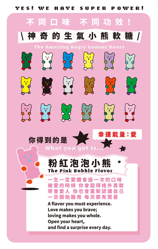 \ 有聲音 ! / 小熊軟糖生氣了 噗啾娃娃吊飾 粉紅泡泡小熊 粉