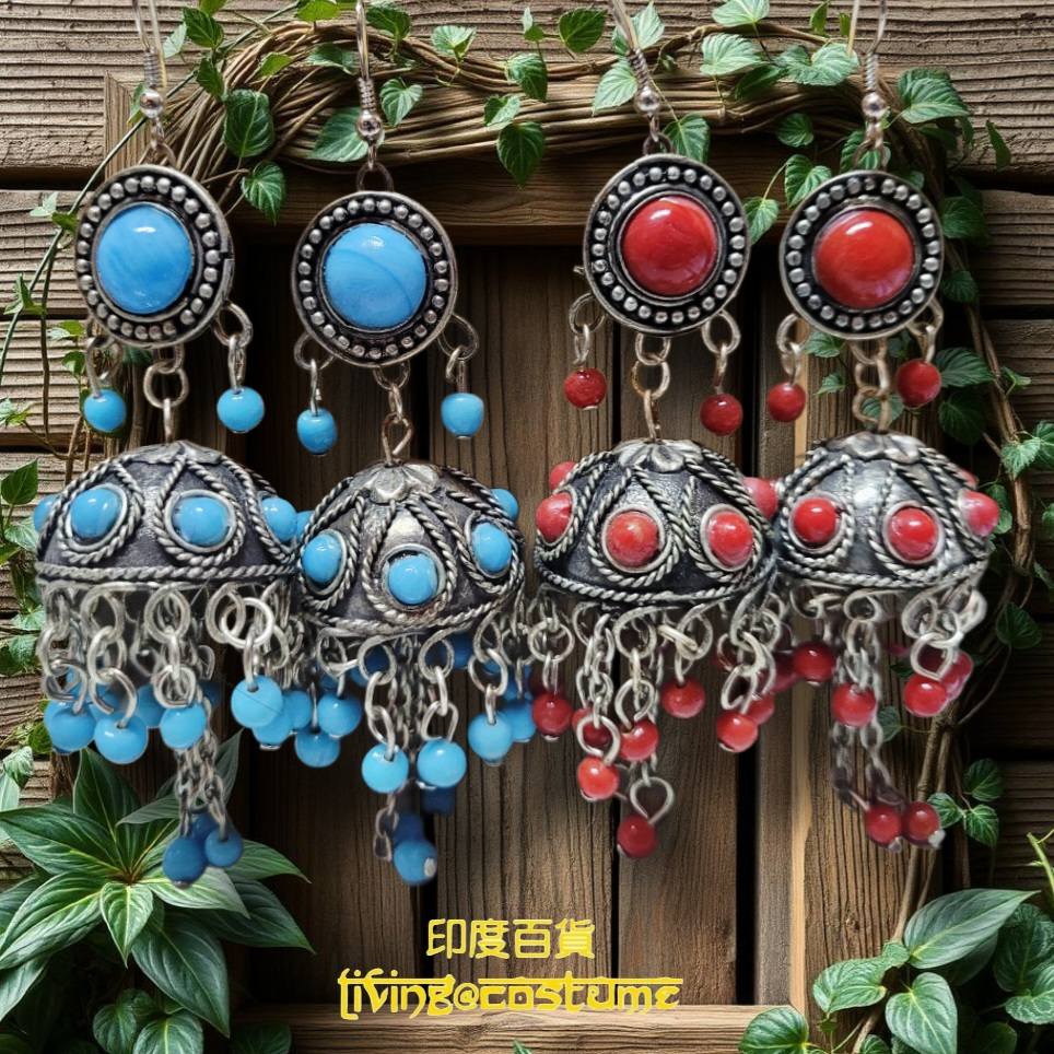 印度黃銅彩石復古風耳環