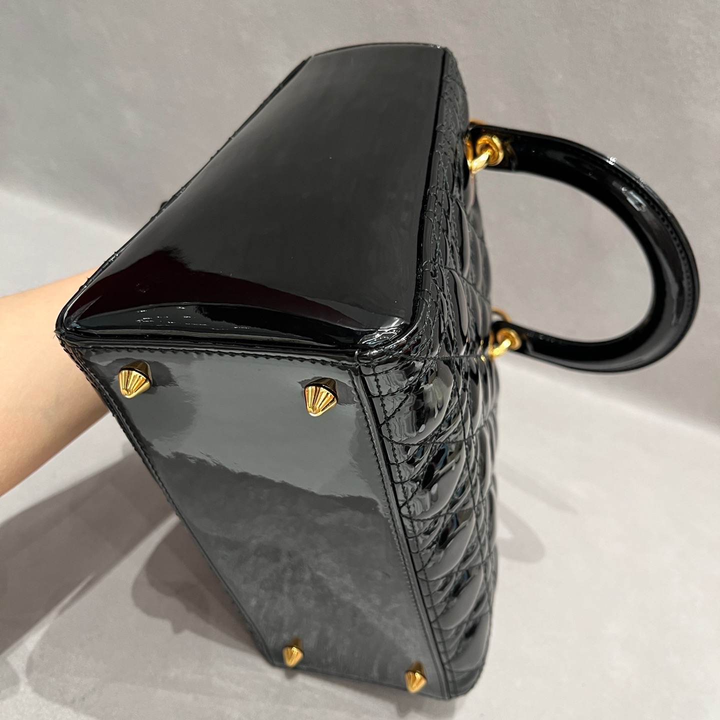 【預訂貨品】Dior Lady Dior漆皮黑金五格戴妃包