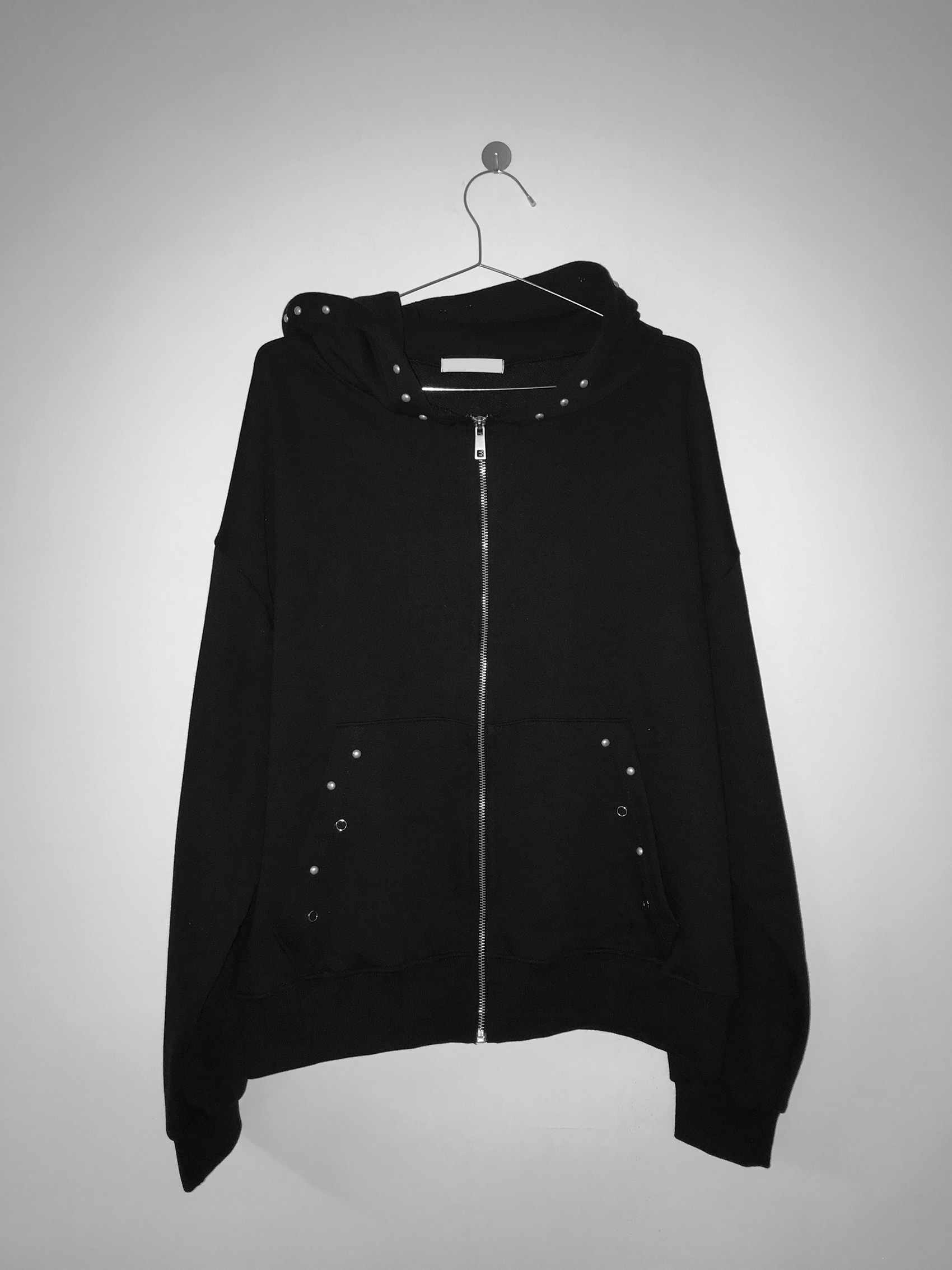 Cotton Studded Zip Hoodie
