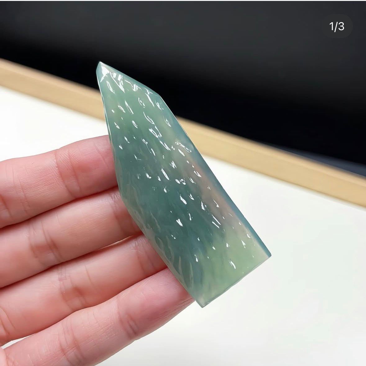 冰種起胶湖水綠翡翠原石