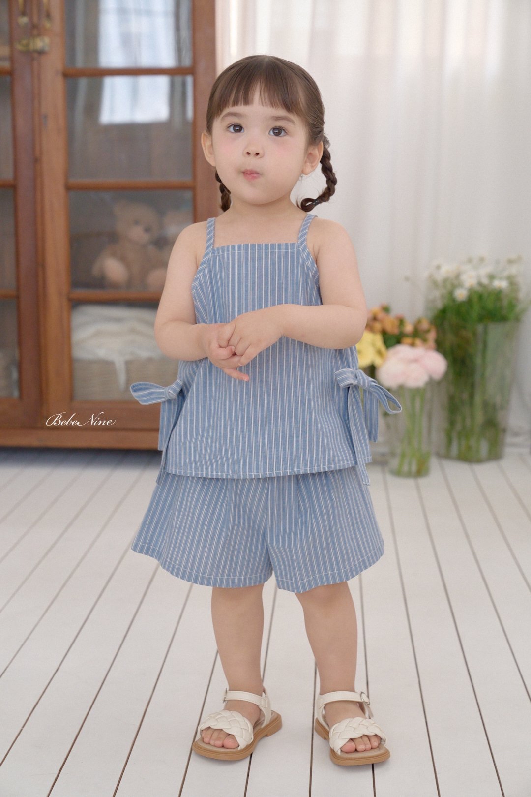 ☀️預訂 韓國直送☀️🇰🇷Bebenine兩色緞帶條紋純棉吊帶上下套裝