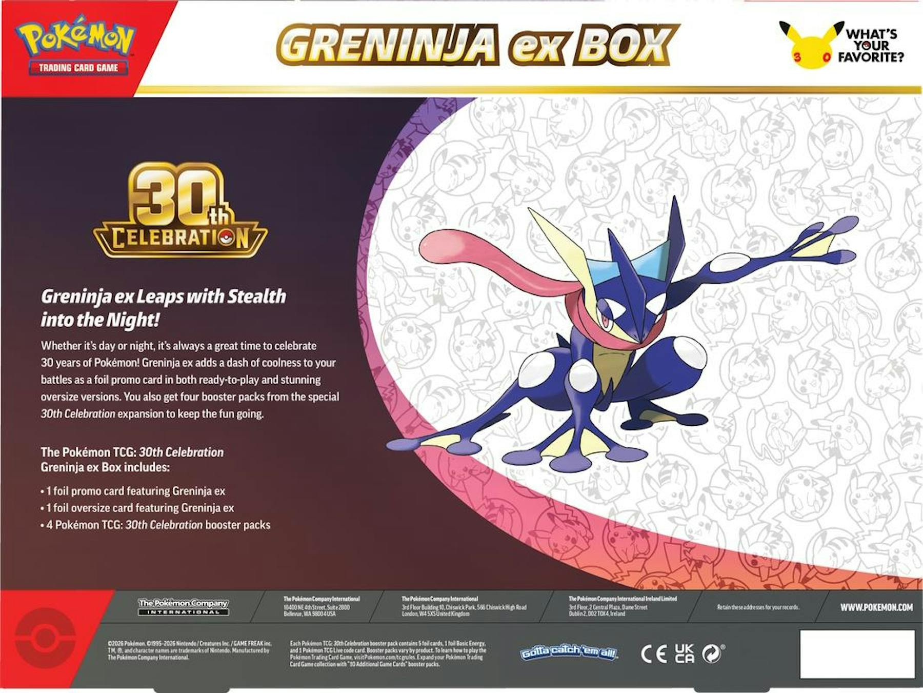 Pokemon 30th Celebration ex Box Greninja ex
