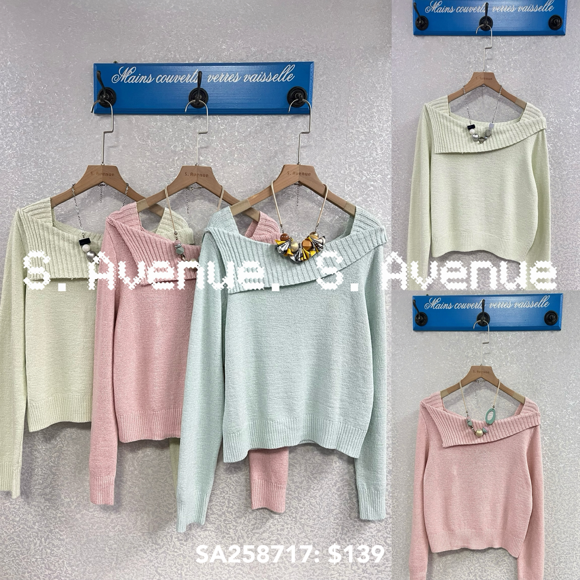 SA258717: 長袖反領糖果色薄冷top